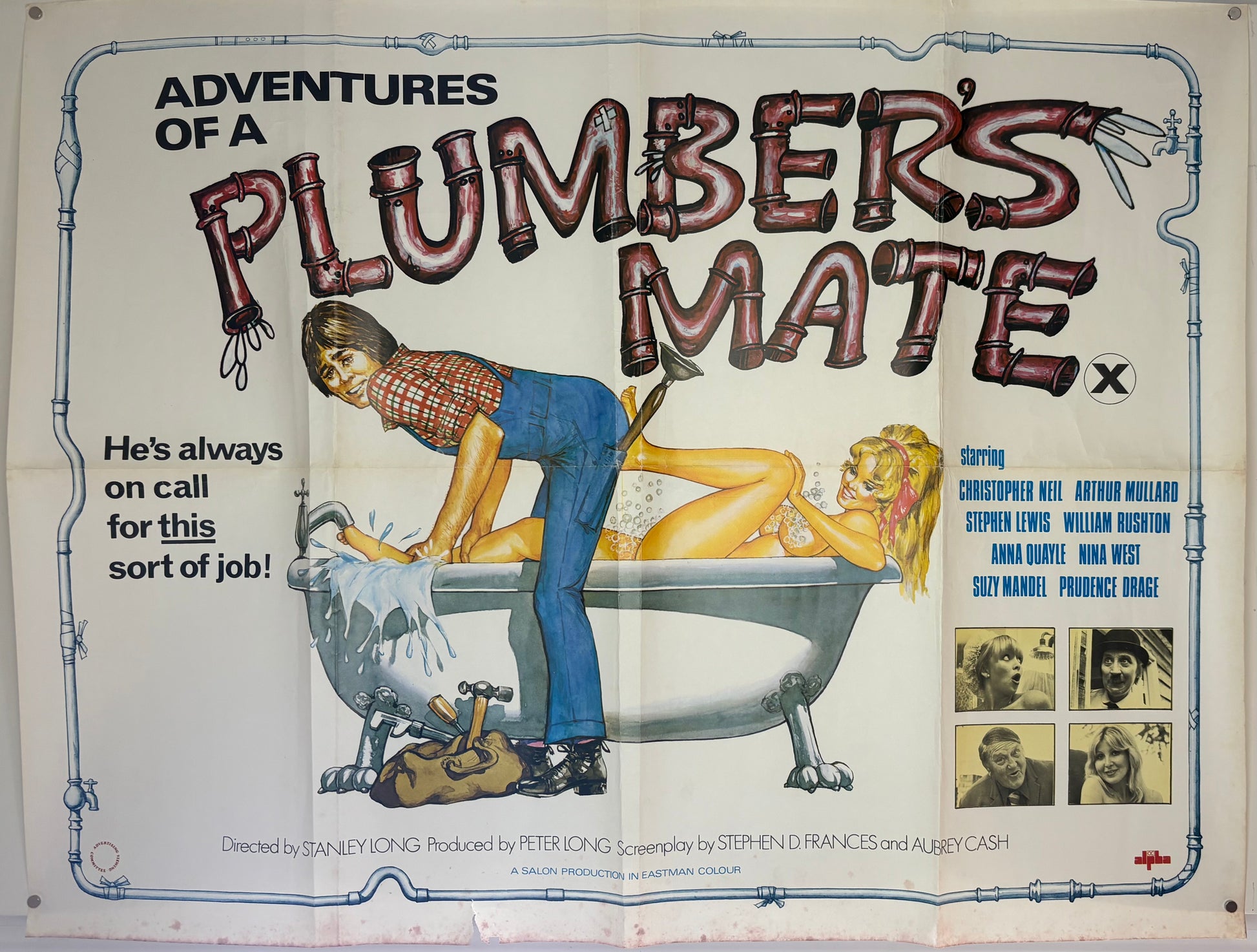 Adventures of a Plumber's Mate (1978) Original British Quad Movie Poster 30 x 40