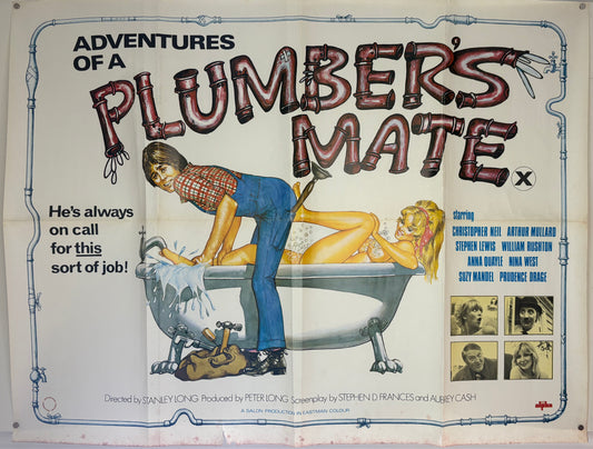 Adventures of a Plumber's Mate (1978) Original British Quad Movie Poster 30 x 40