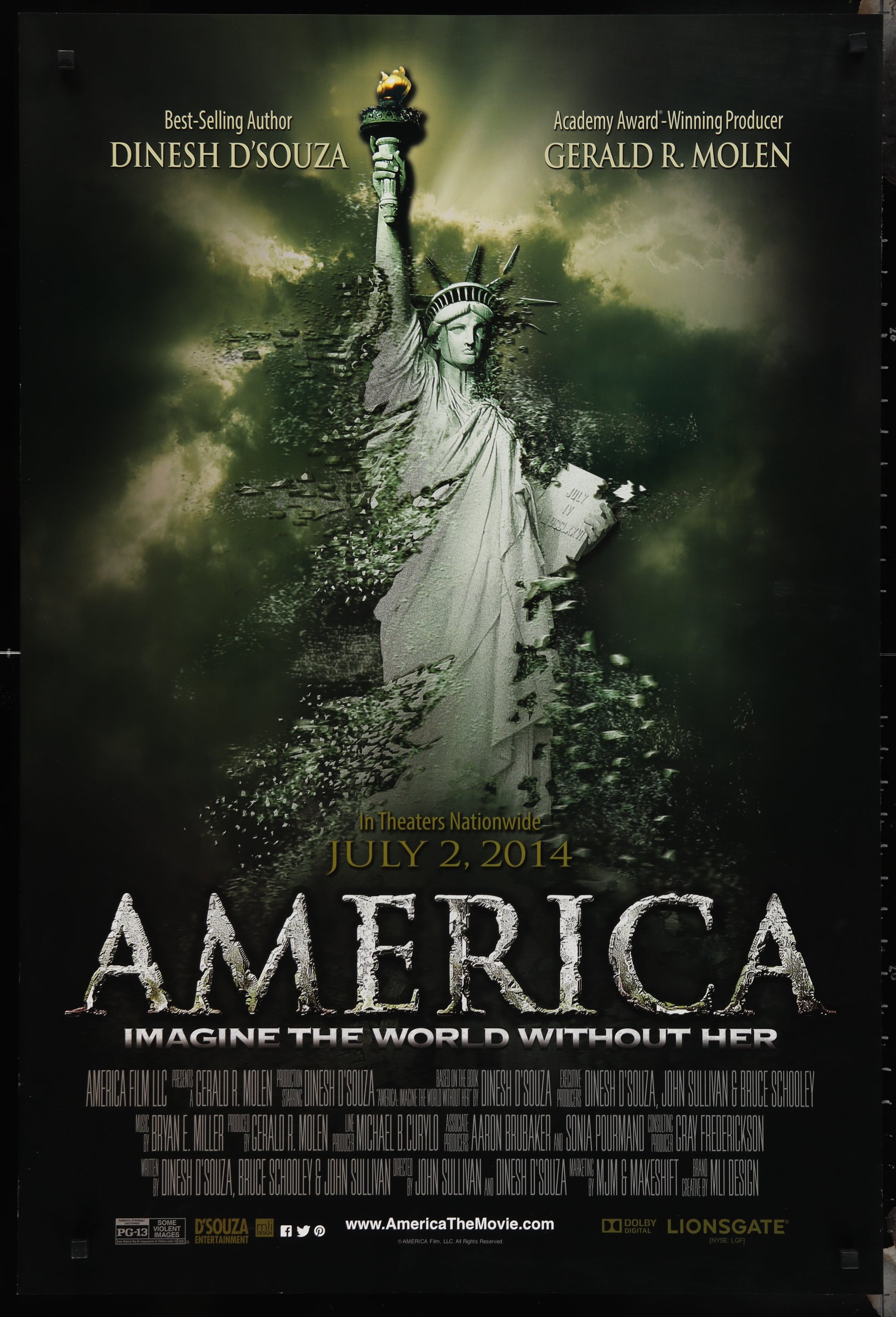 Movie poster for 'America: Imagine the World Without Her' featuring the Statue of Liberty.