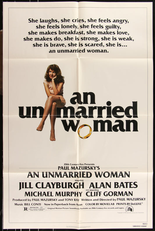 An Unmarried Woman (1978) Original US One Sheet Movie Poster 27 x 41