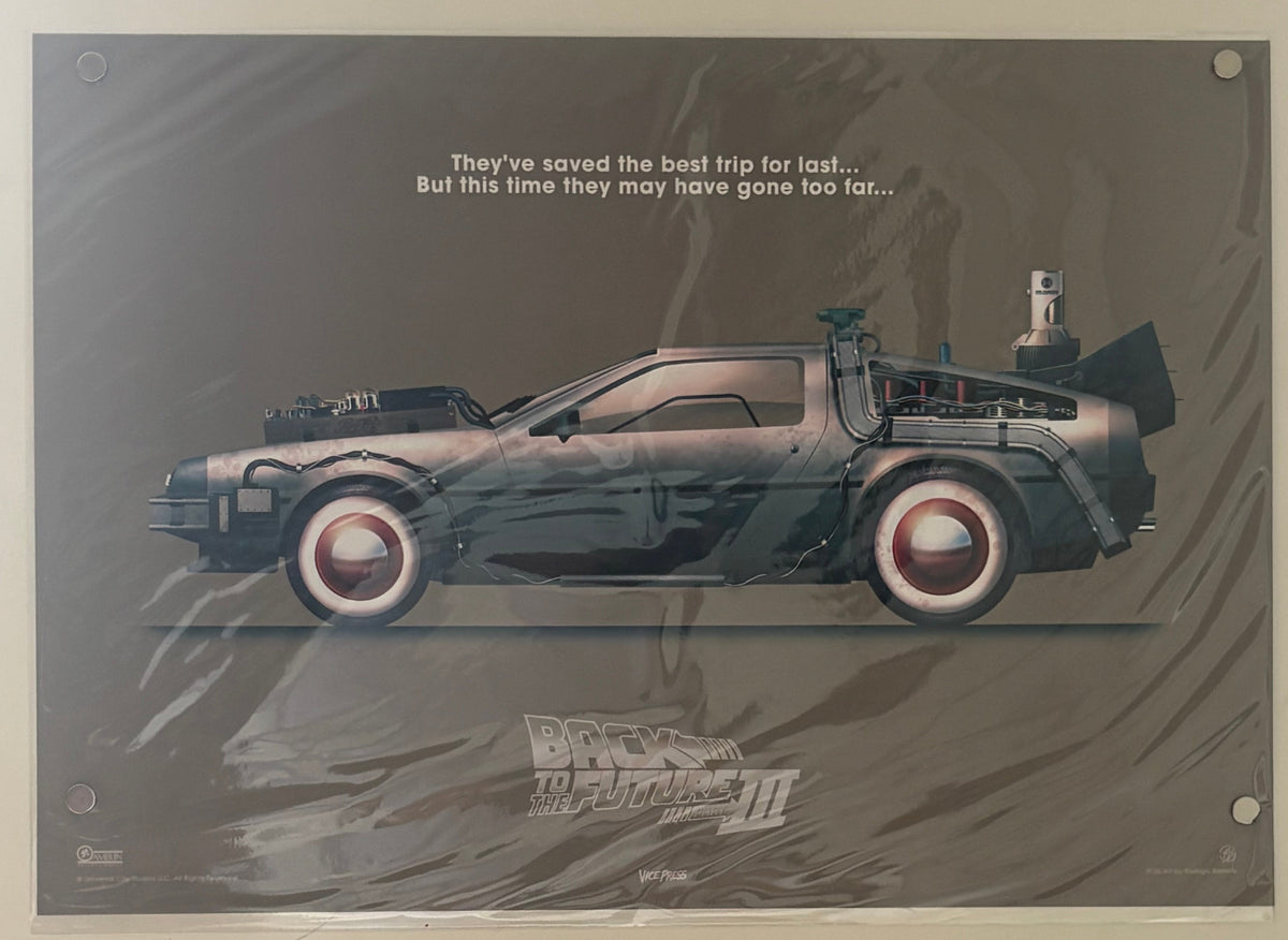 Back to the Future Part III DeLorean Rodrigo Barraza Vice Press Art Print