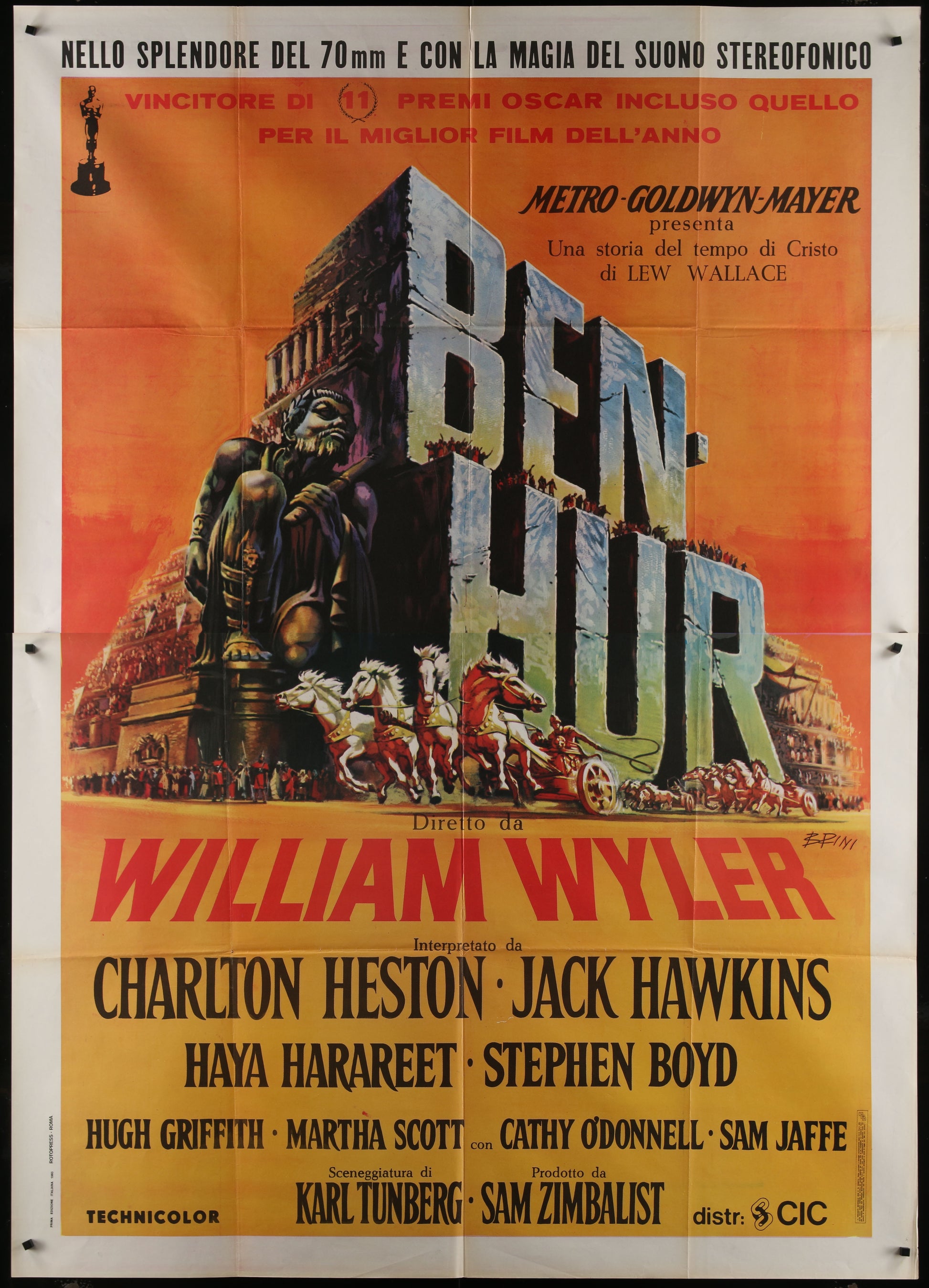 Ben-Hur (1970s RR) Original Italian Two-Panel Movie Poster 55 x 78