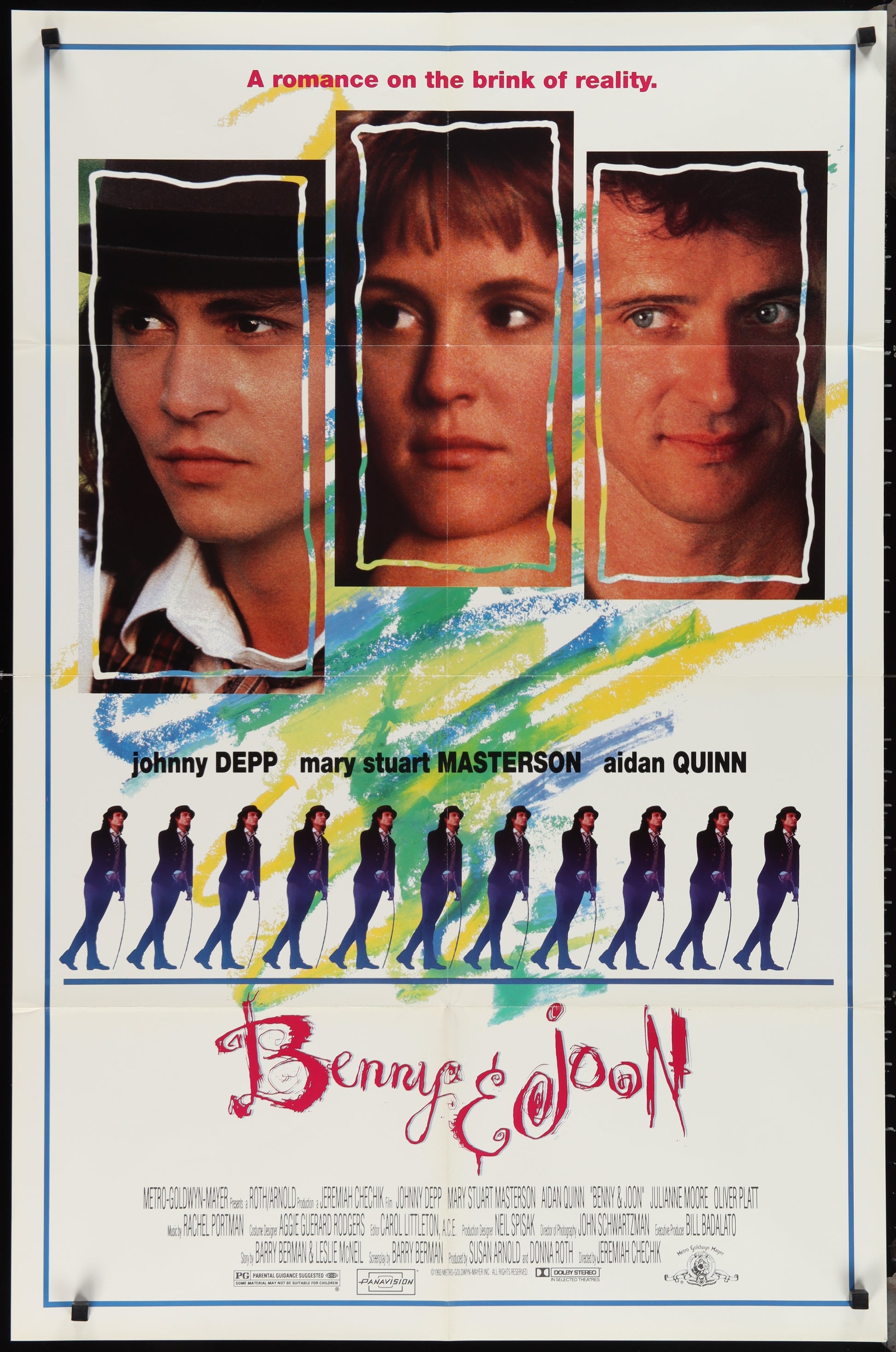 Double-sided one-sheet movie poster for the film 'Benny & Joon' featuring images of the cast and title text.