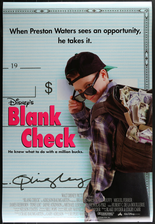 Blank Check (1994) Original US One Sheet Movie Poster 27 x 41