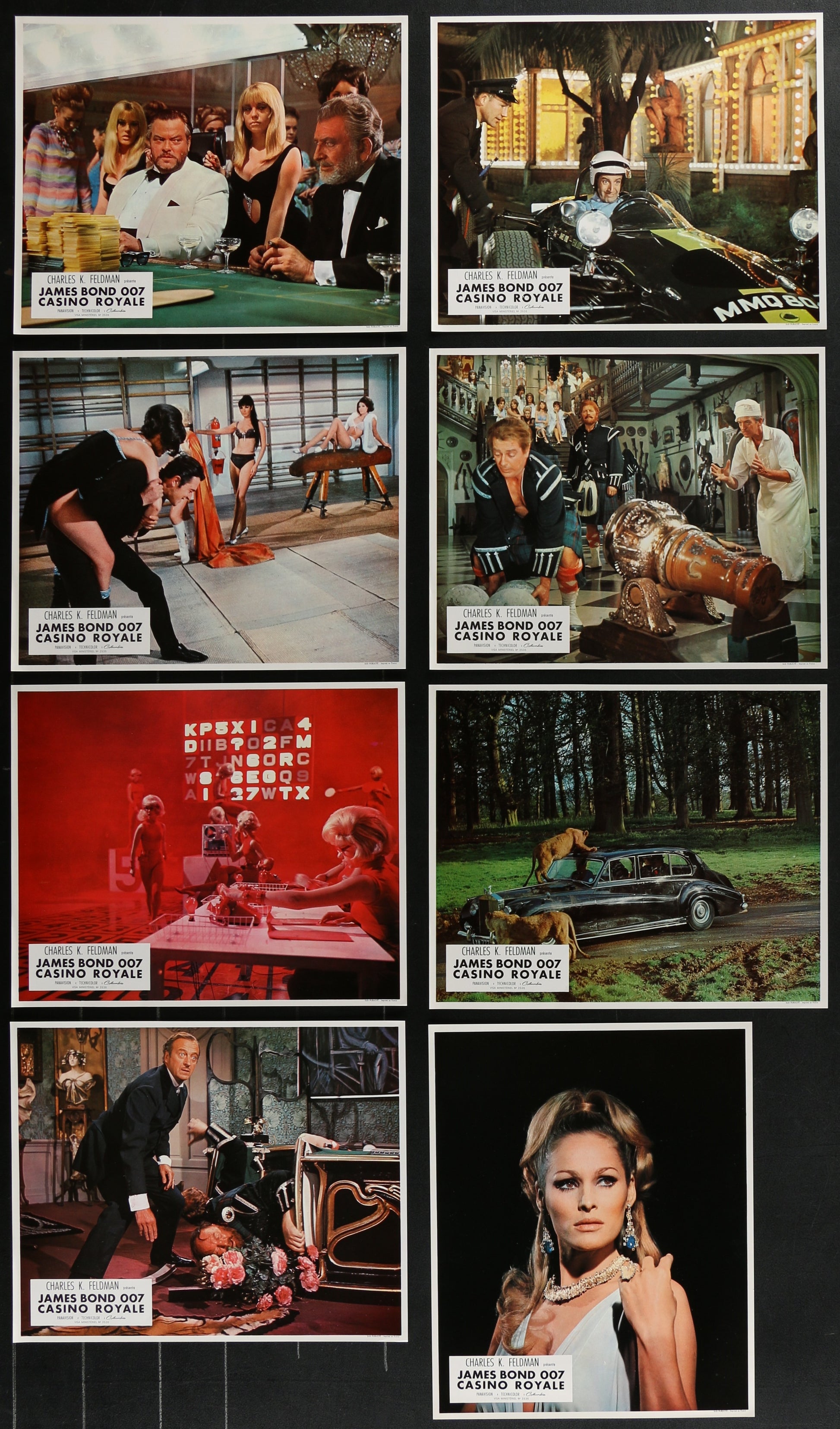 Casino Royale (1967) Original French Lobby Card Set (8 Cards) 9.25 x 11.25