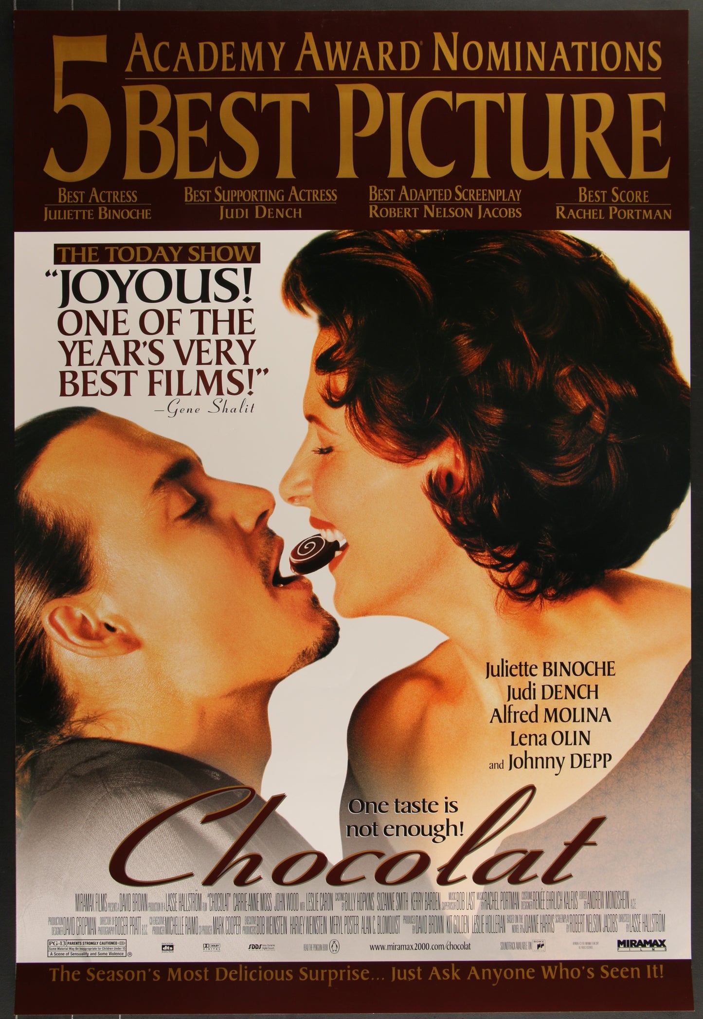 Chocolat (2000) Original US One Sheet Movie Poster 27 x 40