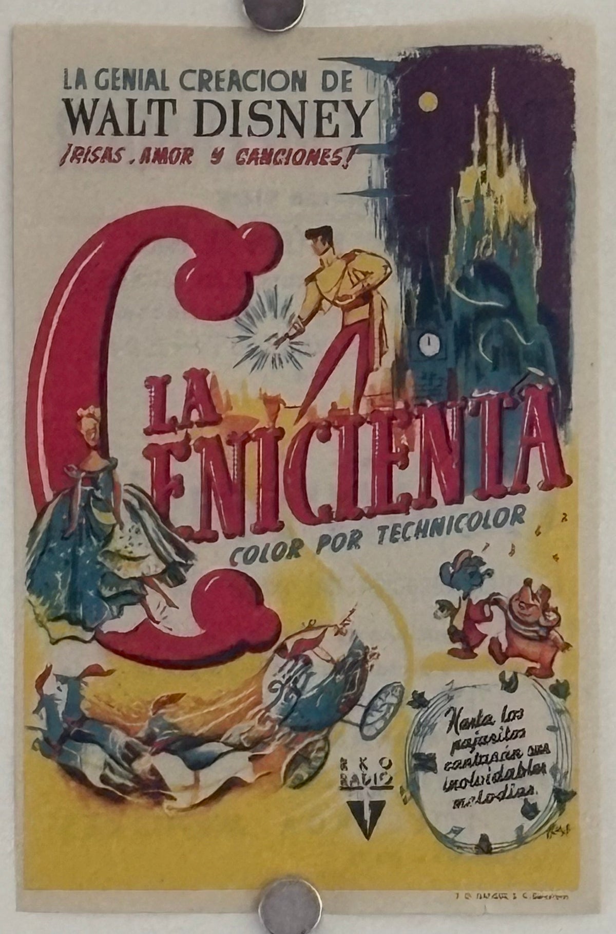 Cinderella (1950) Original 1952 Spanish Movie Herald Walt Disney
