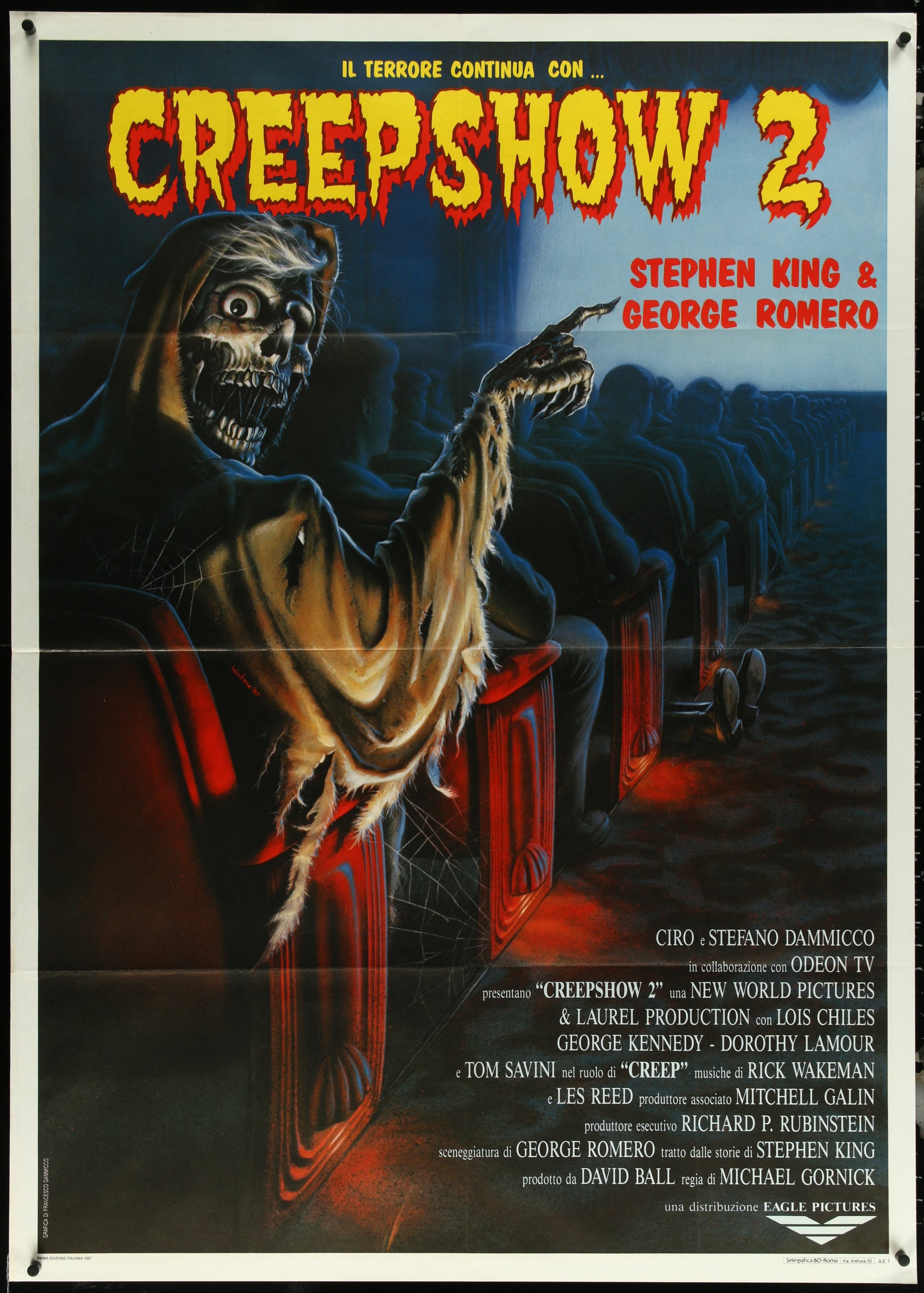 Creepshow 2 movie poster featuring a character in a theater, artwork by Greg Winters.