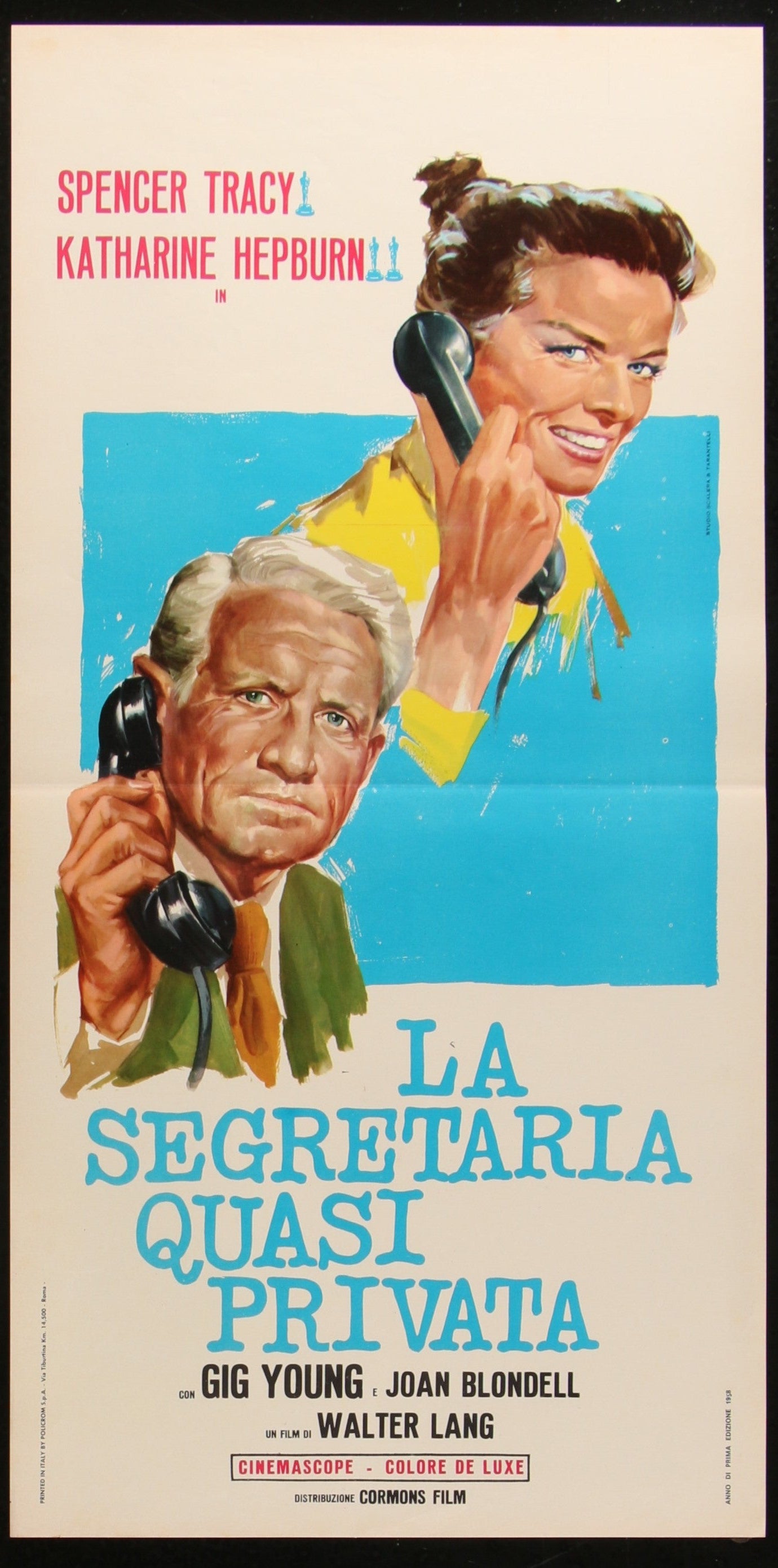 Desk Set (1968 RR) Original Italian Locandina Movie Poster 32 x 64 cm