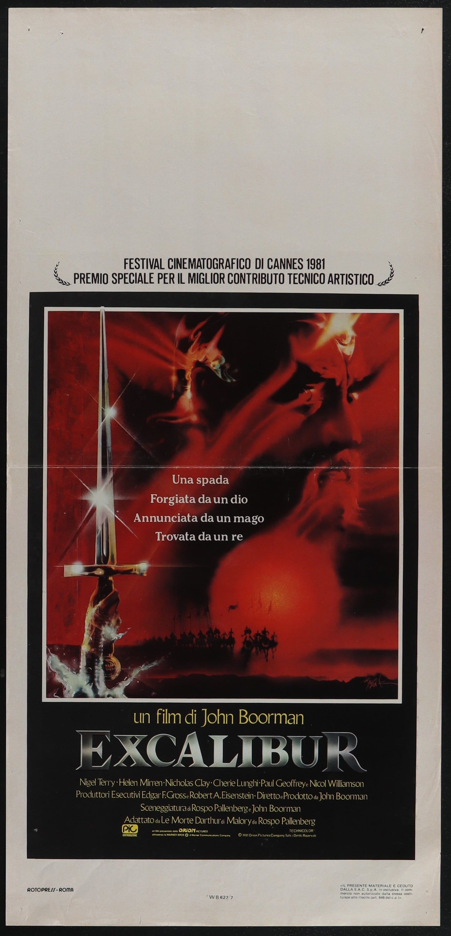 Excalibur (1981) Original Italian Locandina Movie Poster
