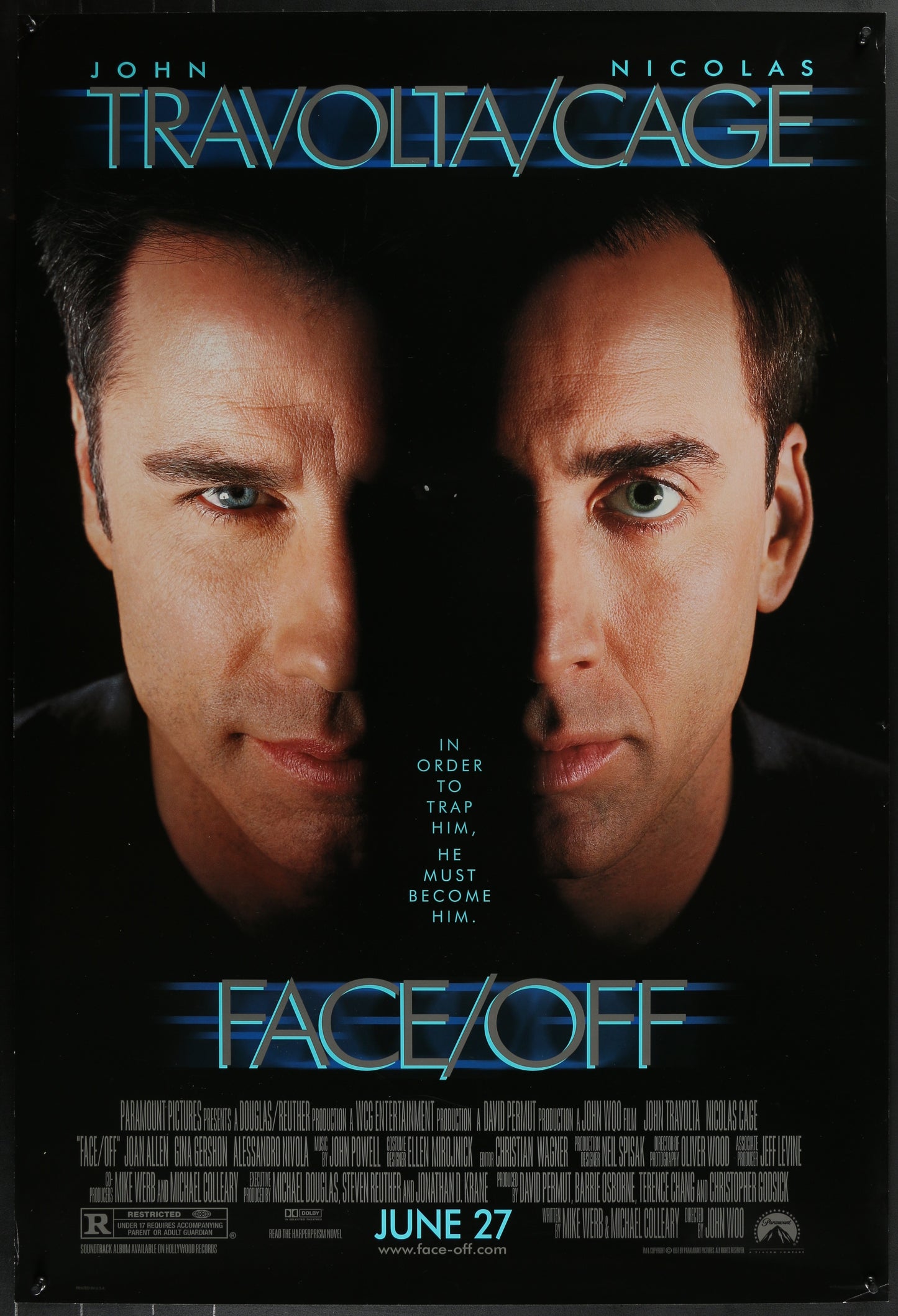 Face/Off (1997) Original US Advance One Sheet Movie Poster 27 x 40
