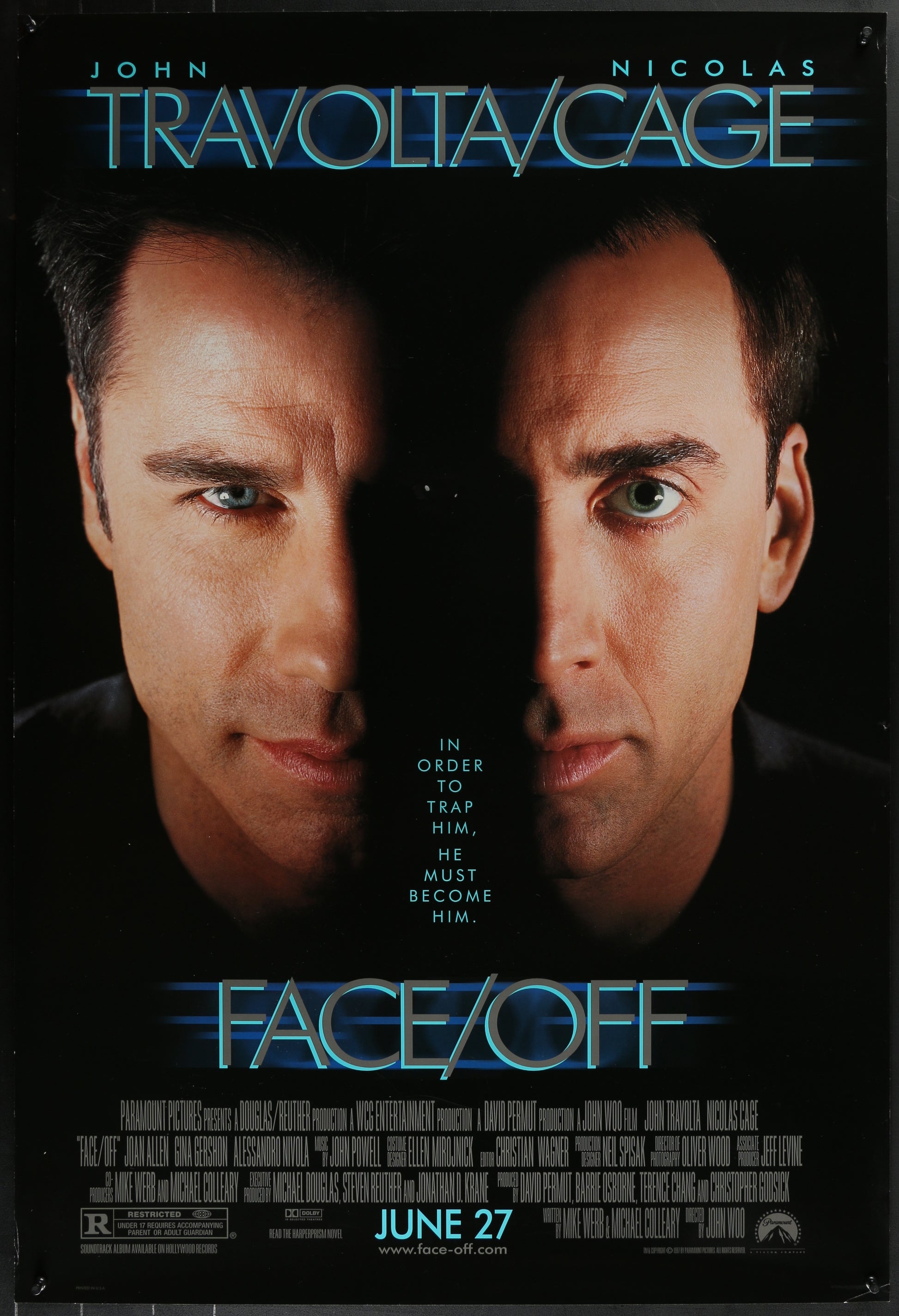 Face/Off (1997) Original US Advance One Sheet Movie Poster 27 x 40
