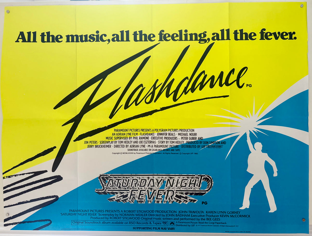 Flashdance / Saturday Night Fever (1983) Original UK Quad Movie Poster