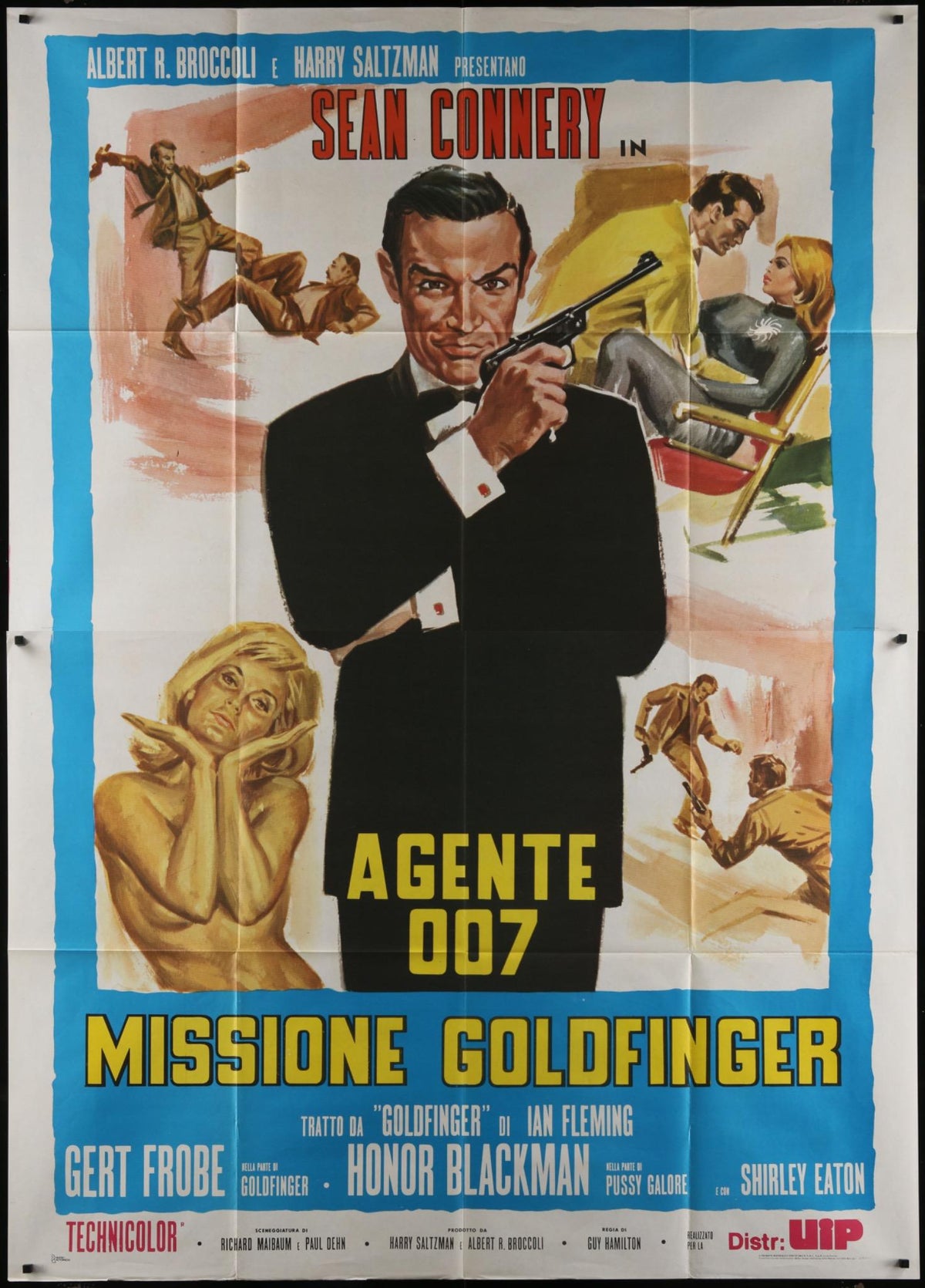 Goldfinger (1980s RR) Original Italian 4 Fogli Movie Poster 55 x 78