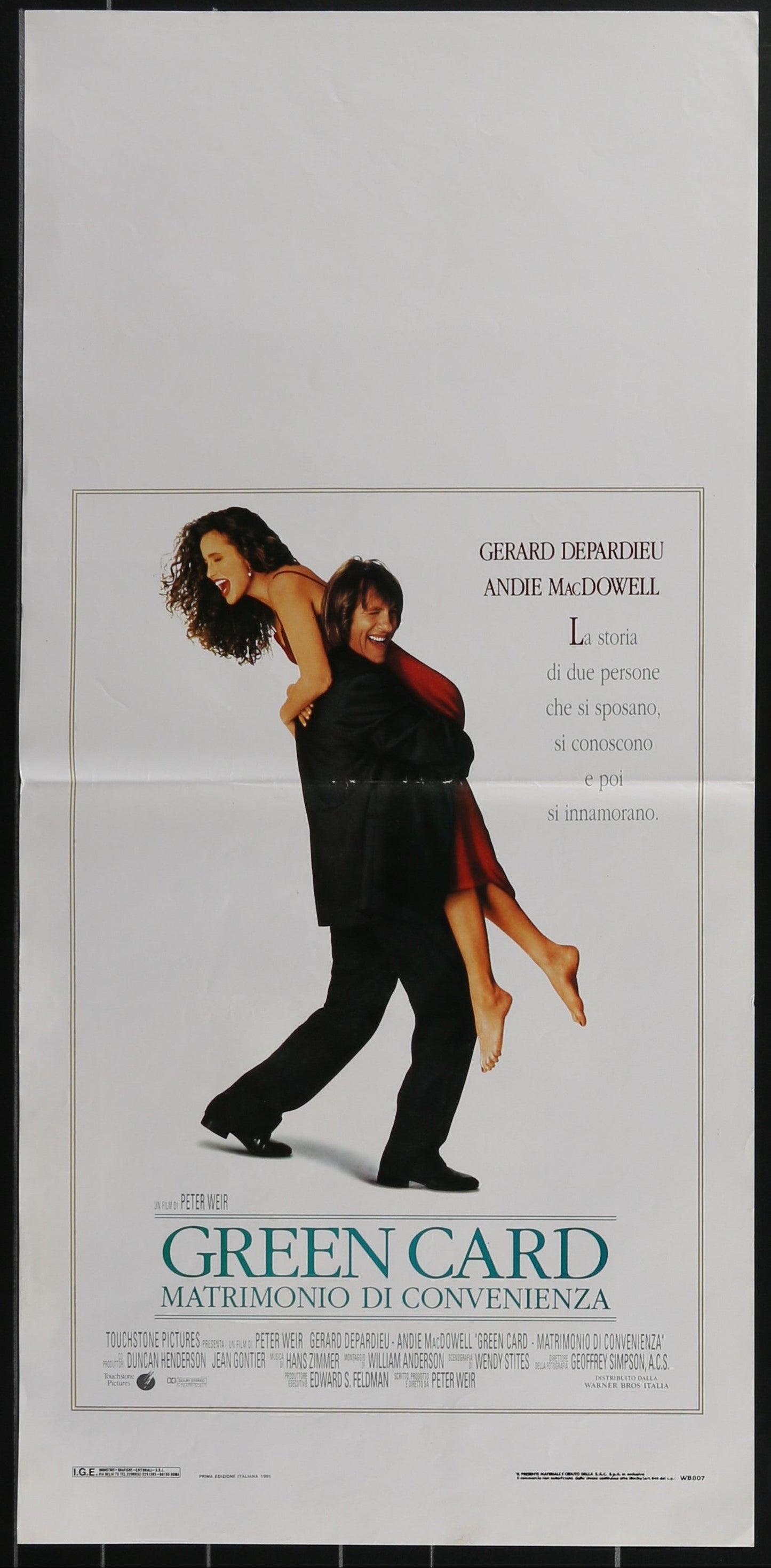 Green Card (1990) Original Italian Locandina Movie Poster