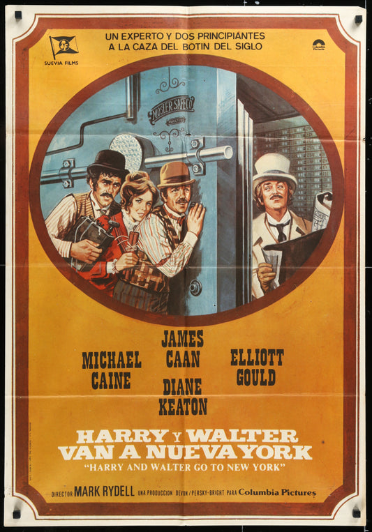Vintage movie poster for 'Harry and Walter Go To New York' featuring four main characters with comedic poses and expressions.