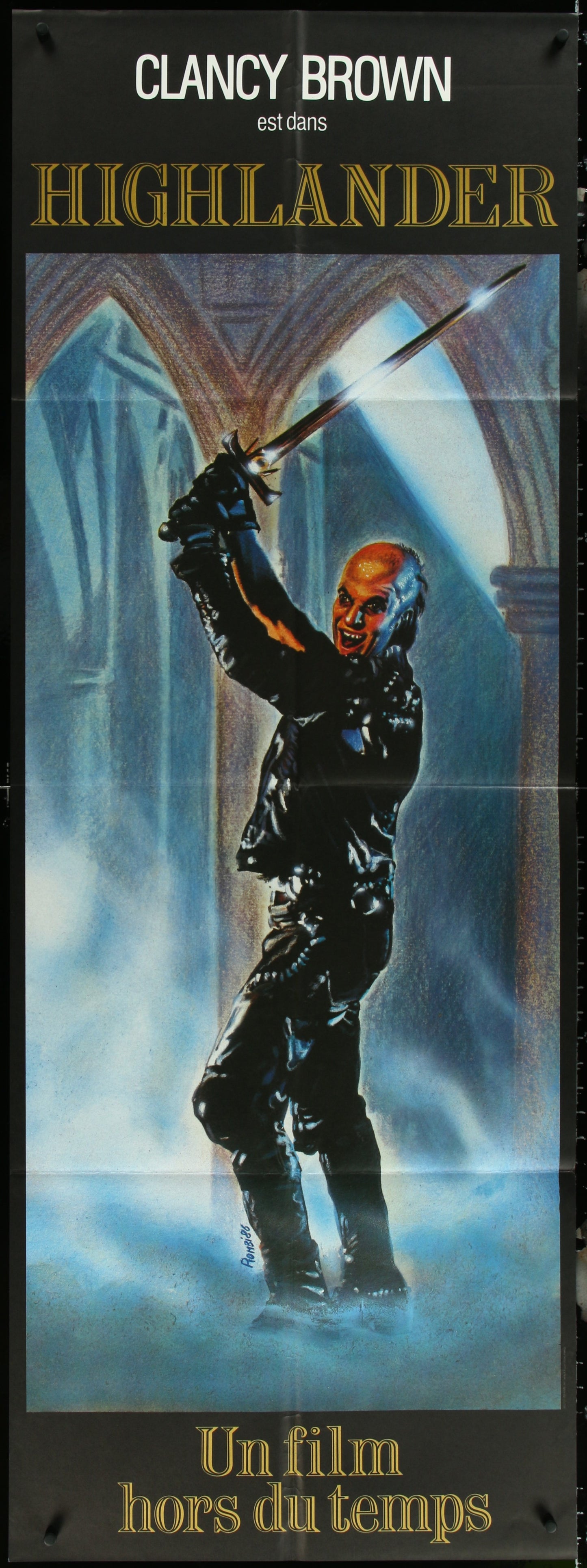 Highlander (1986) Original French Door Panel Movie Poster 22½ x 62