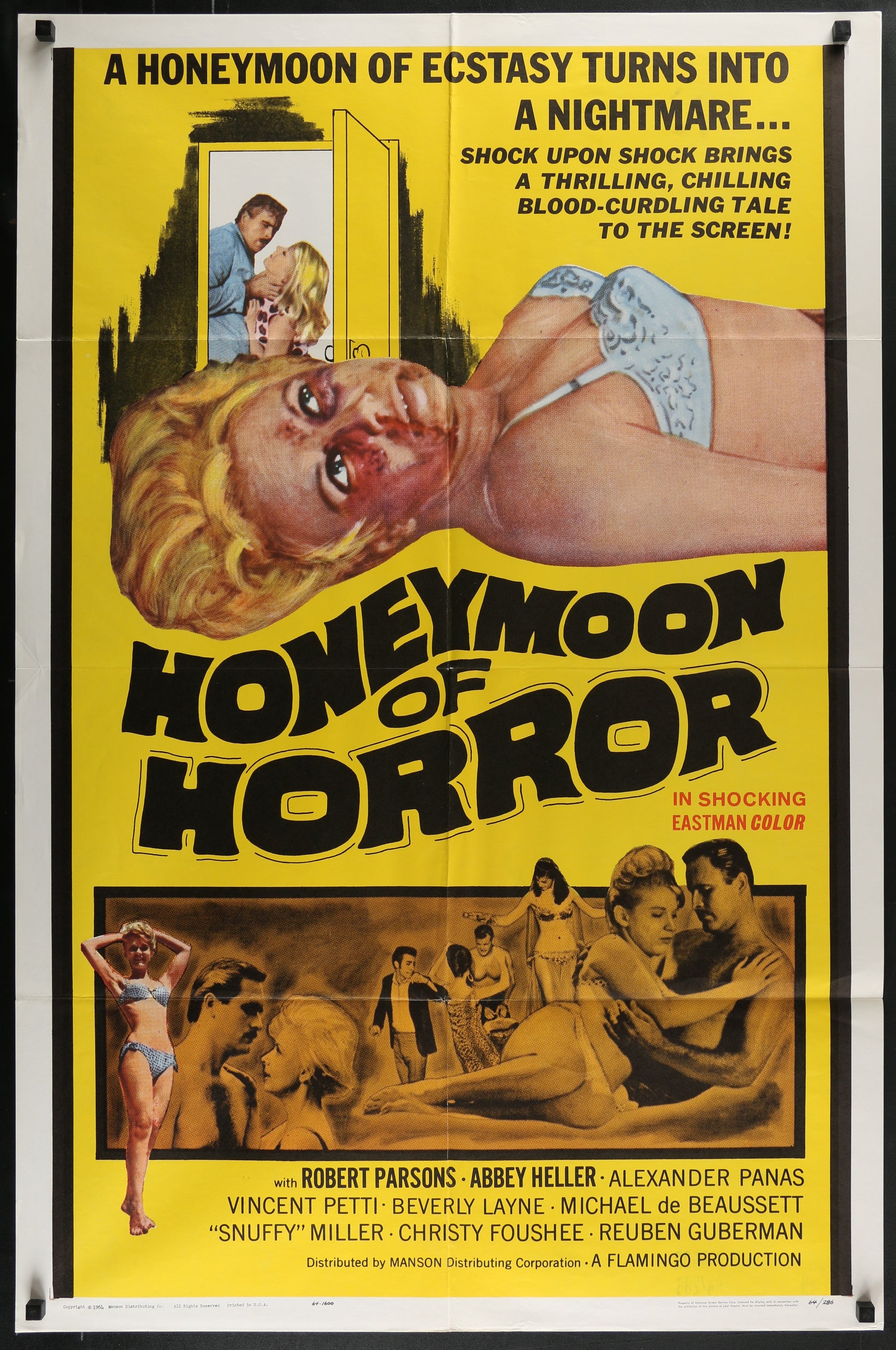 Honeymoon Of Horror (1964) Original US One Sheet Movie Poster 27 x 41