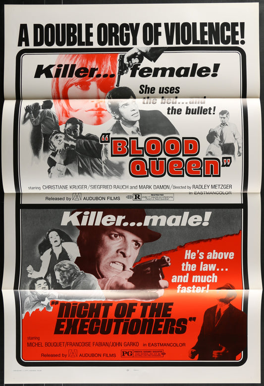 Blood Queen & Night Of The Executioners (1973) Original US Double-Bill One Sheet Movie Poster