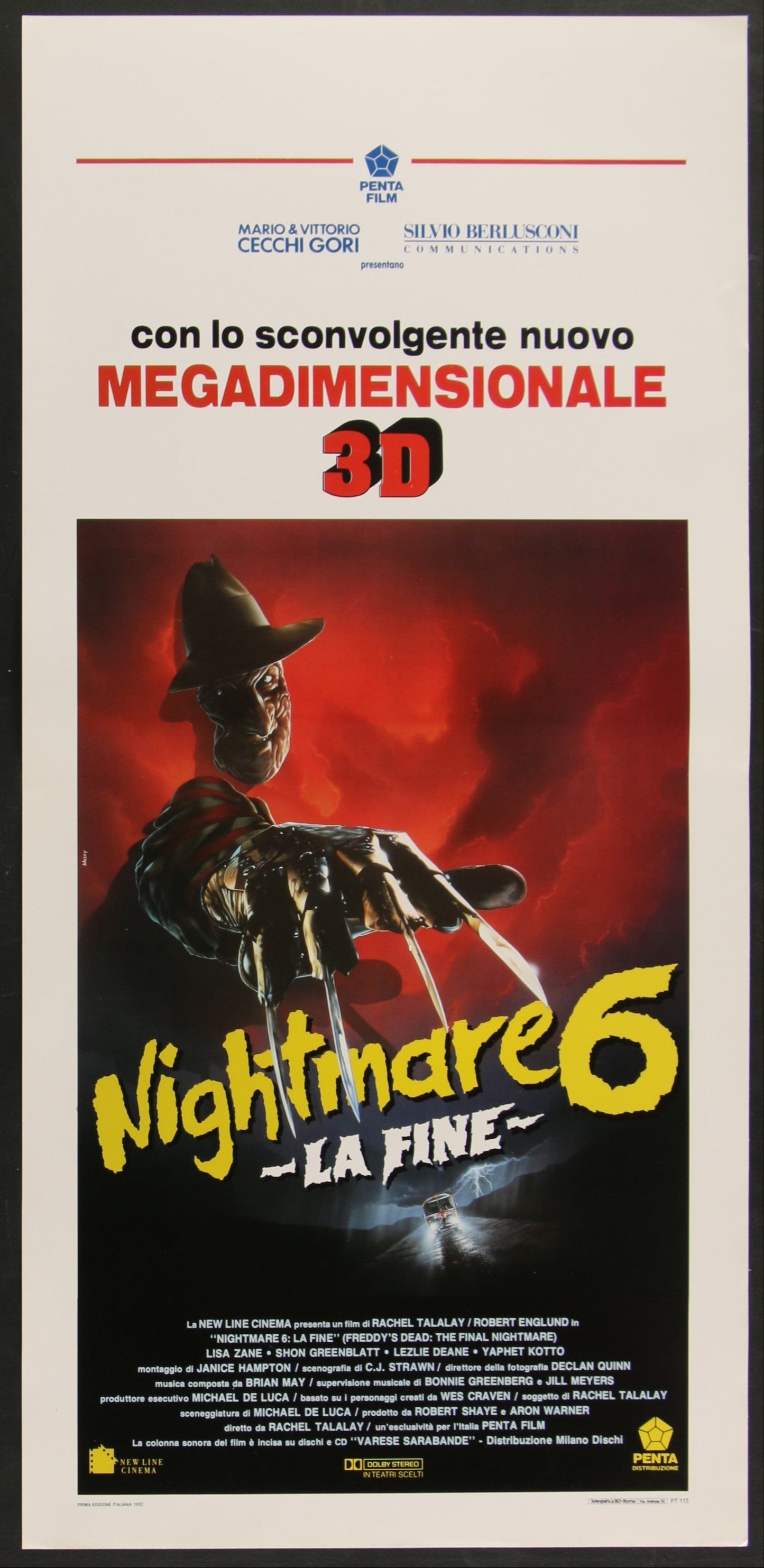 A Nightmare On Elm Street 6: Freddy's Dead (1991) Original Italian Locandina Movie Poster