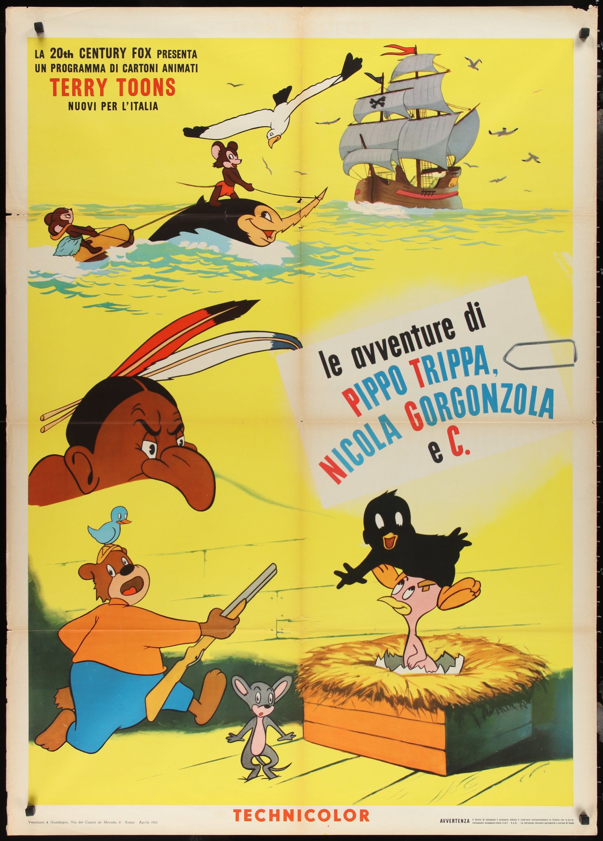 Le Avventure Di Pippo Trippa, Nicola Gorgonzola e C. (1963) Original Italian One Panel Movie Poster