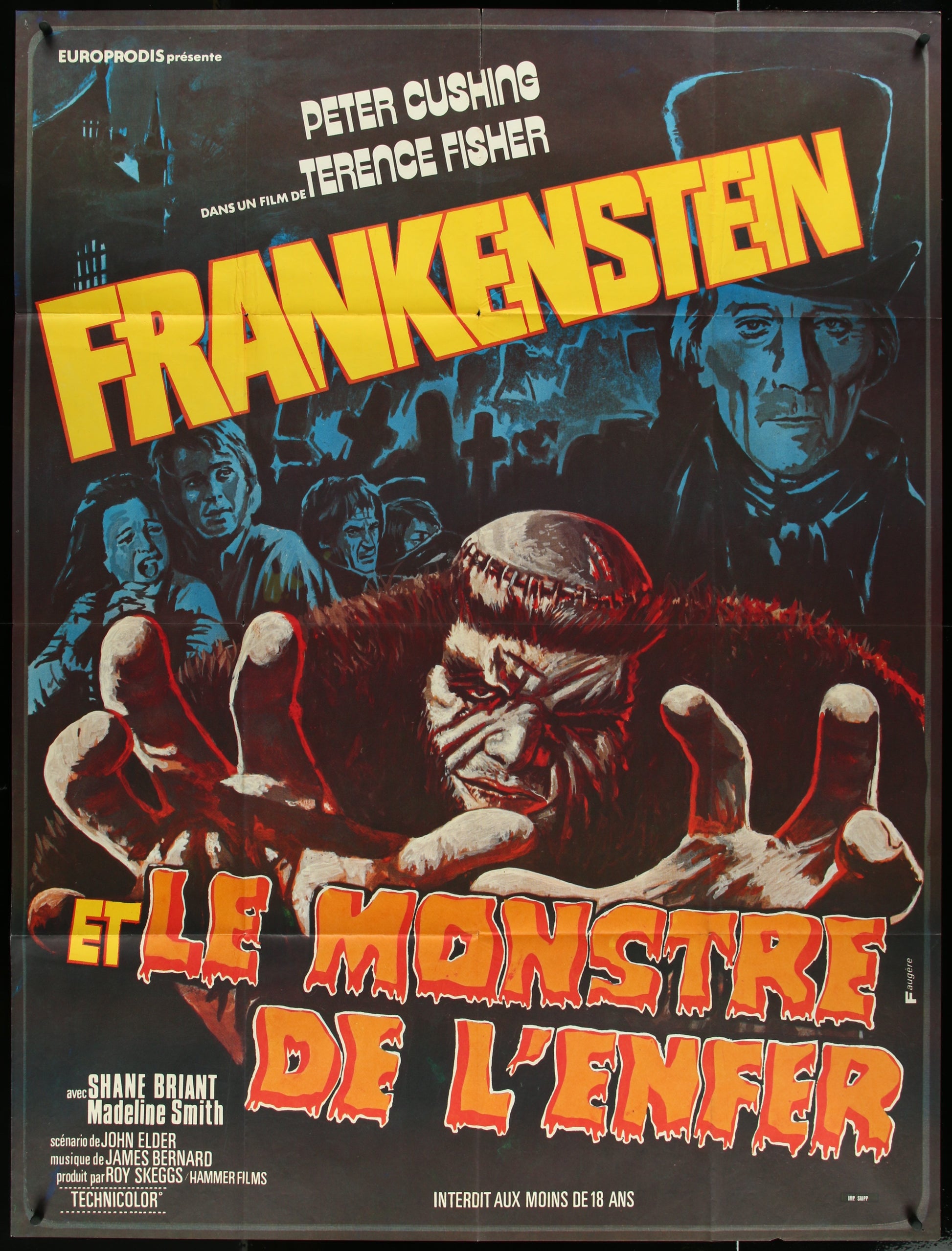 Frankenstein And The Monster From Hell (1974) Original French Grande Movie Poster