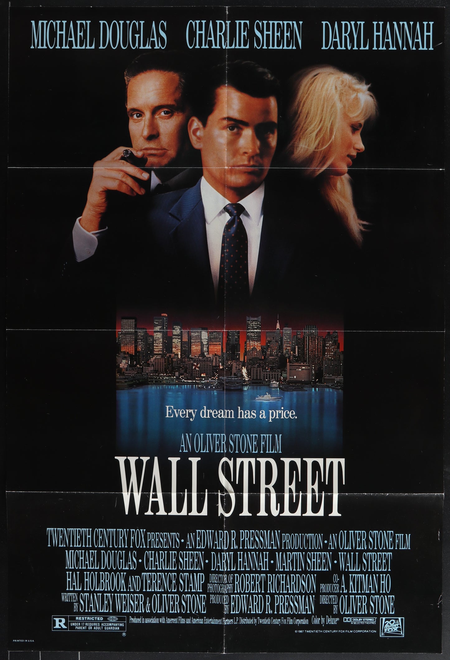 Wall Street (1987) Original US One Sheet Movie Poster