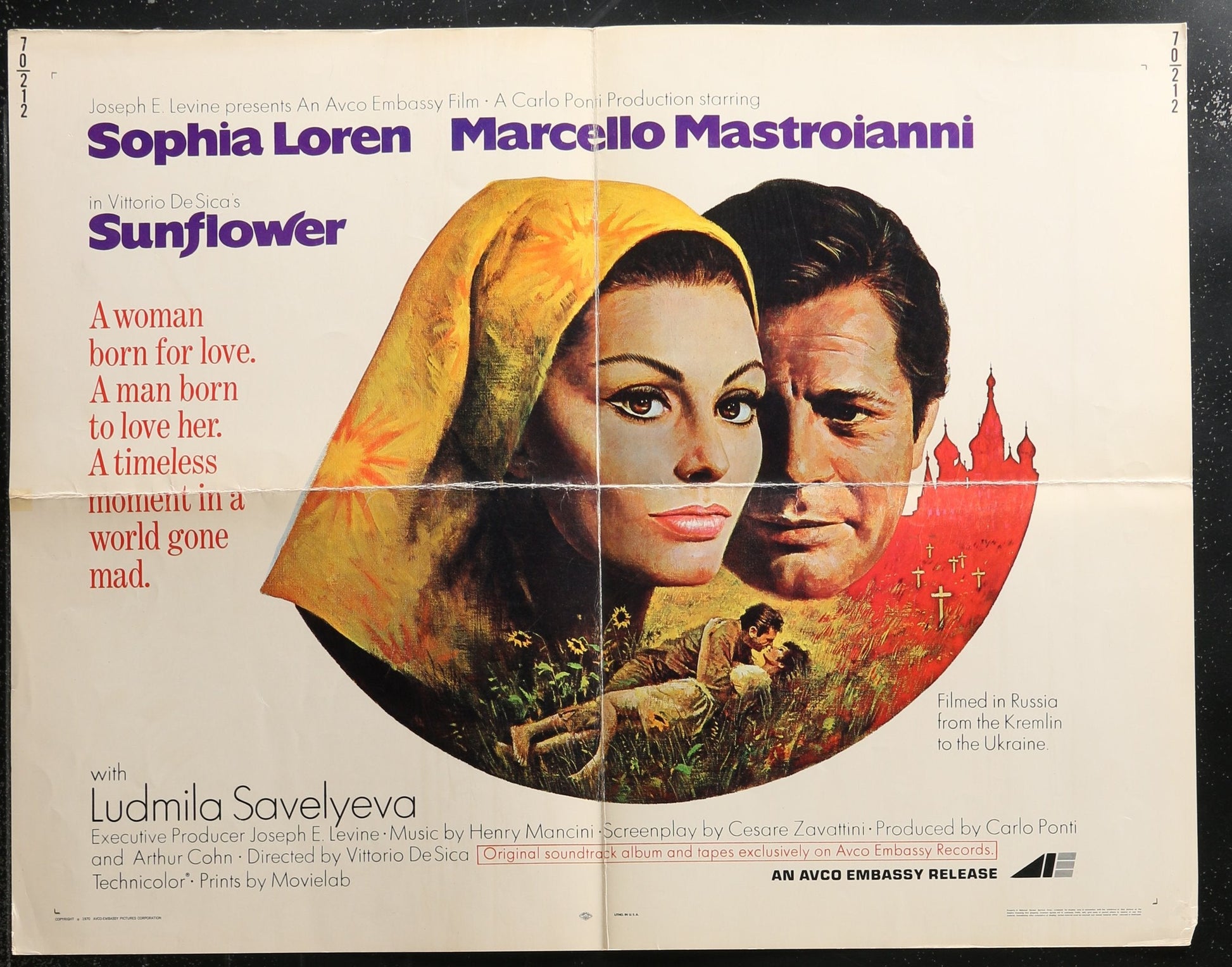 Sunflower (1970) Original US Half-Sheet Movie Poster