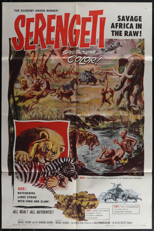 Serengeti (1960) Original US One Sheet Movie Poster