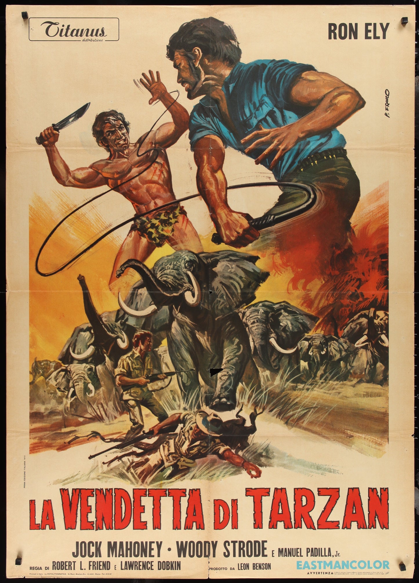 Tarzan's Deadly Silence (1970) Original Italian One Panel Movie Poster