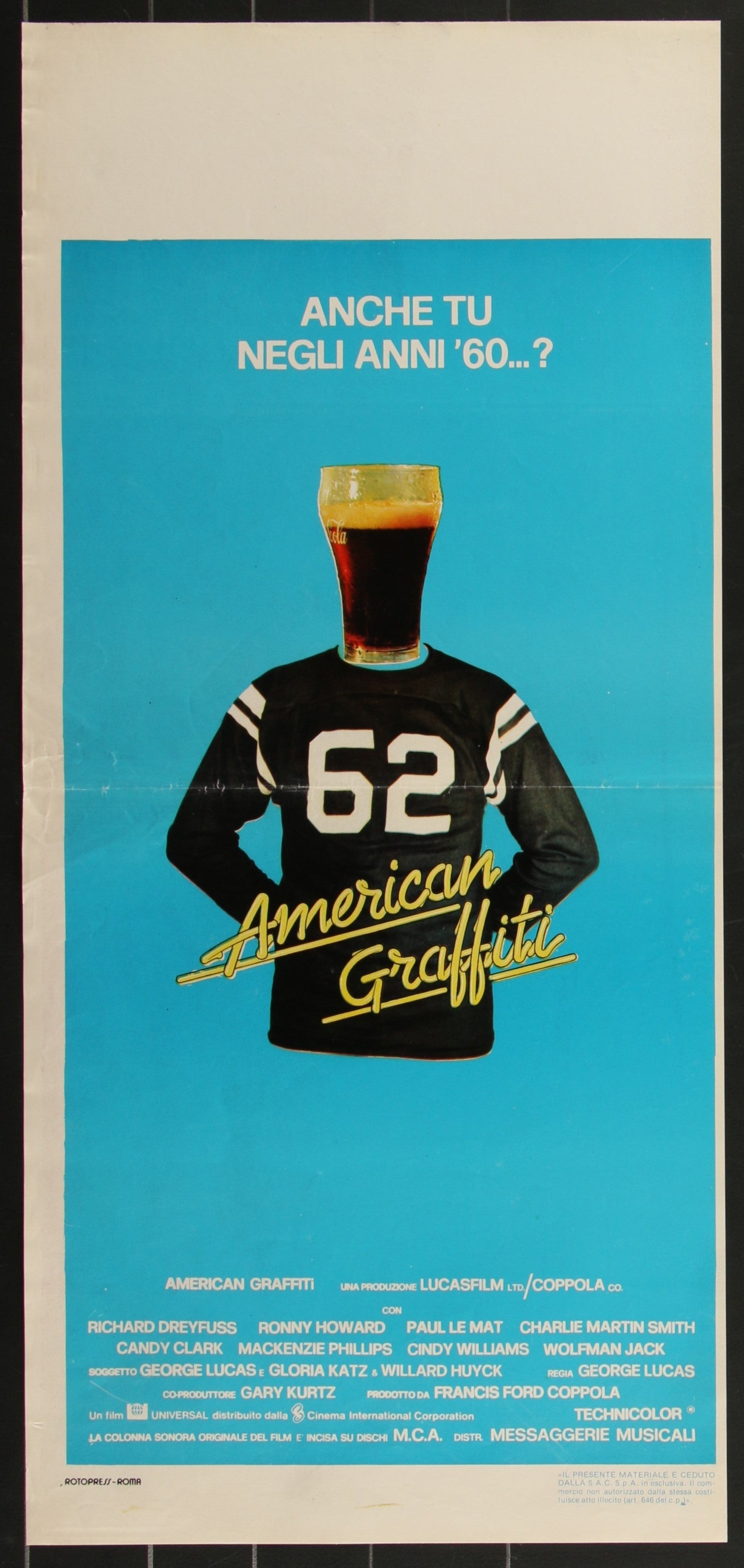 American Graffiti (1970s RR) Original Italian Locandina Movie Poster