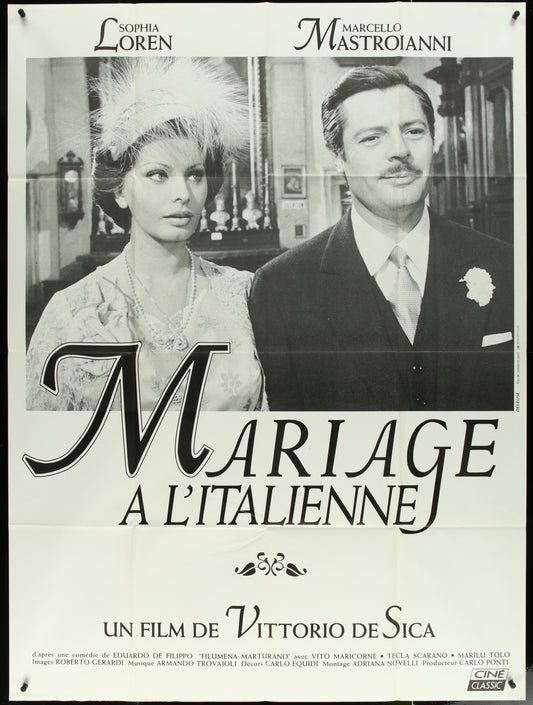 Marriage Italian Style (2000s RR) Original French One Panel Movie Poster