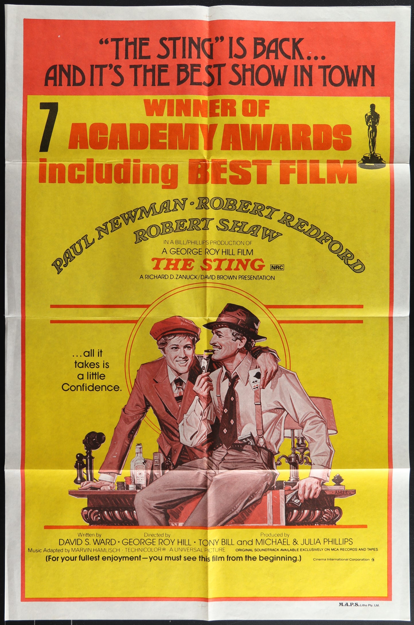 The Sting (1977 RR) Original Australian One Sheet Movie Poster