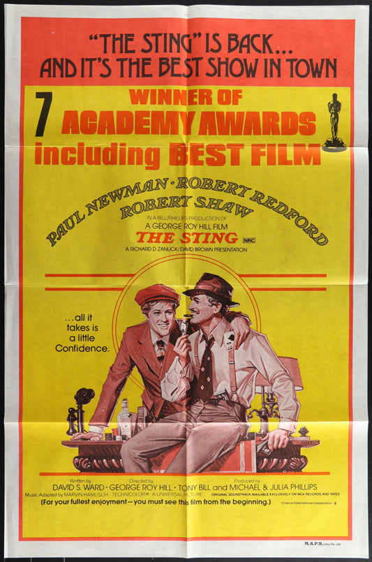 The Sting (1977 RR) Original Australian One Sheet Movie Poster