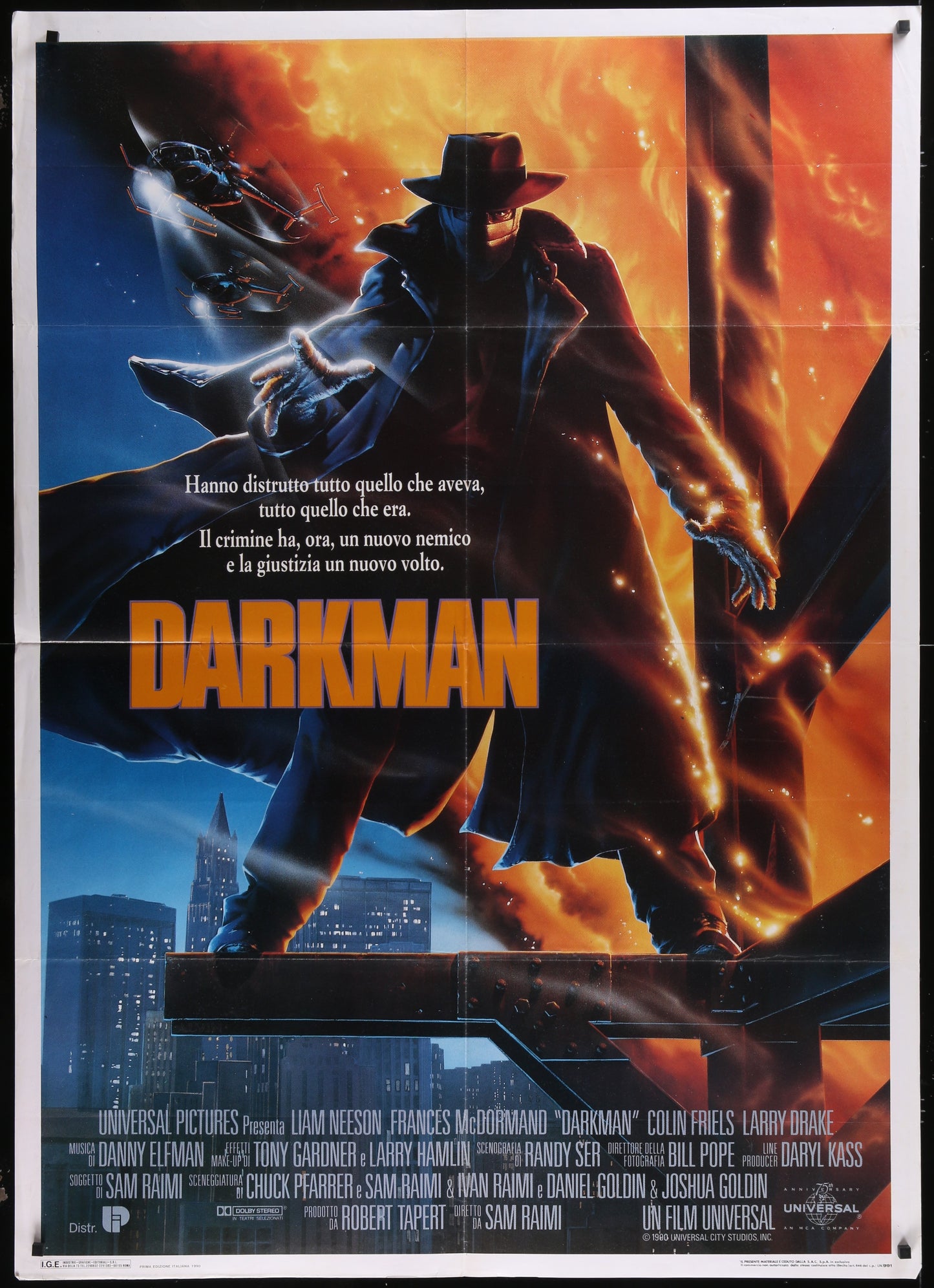 Darkman (1990) Original Italian One Panel Movie Poster