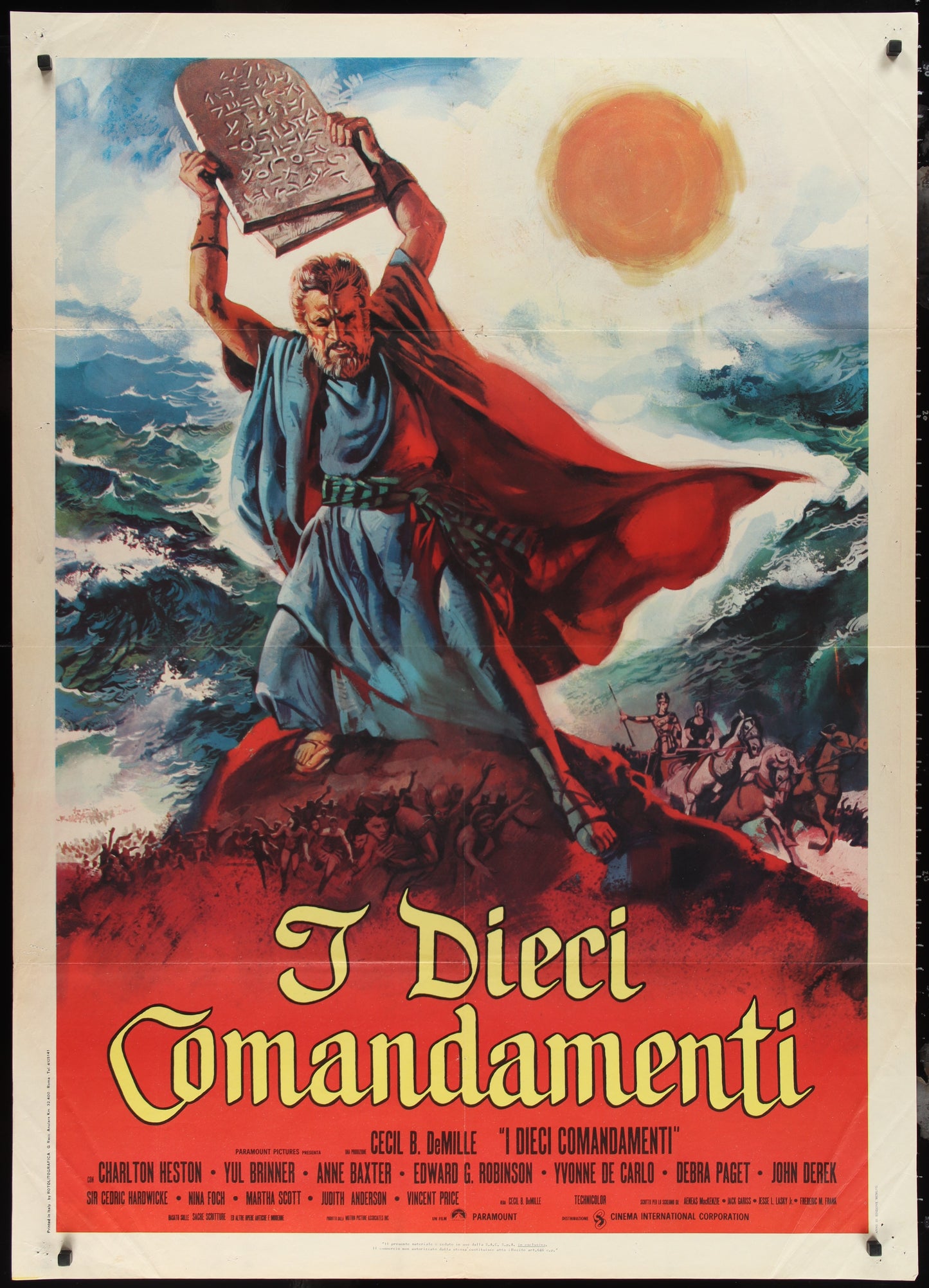 The Ten Commandments (1970s RR) Original Italian One Panel Movie Poster