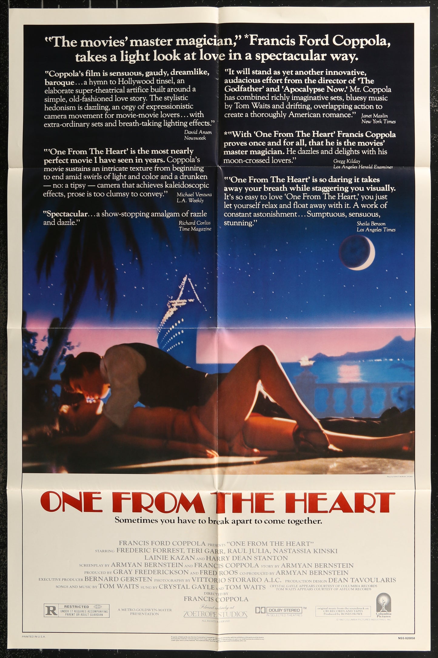 One From The Heart (1982) Original US One Sheet Movie Poster