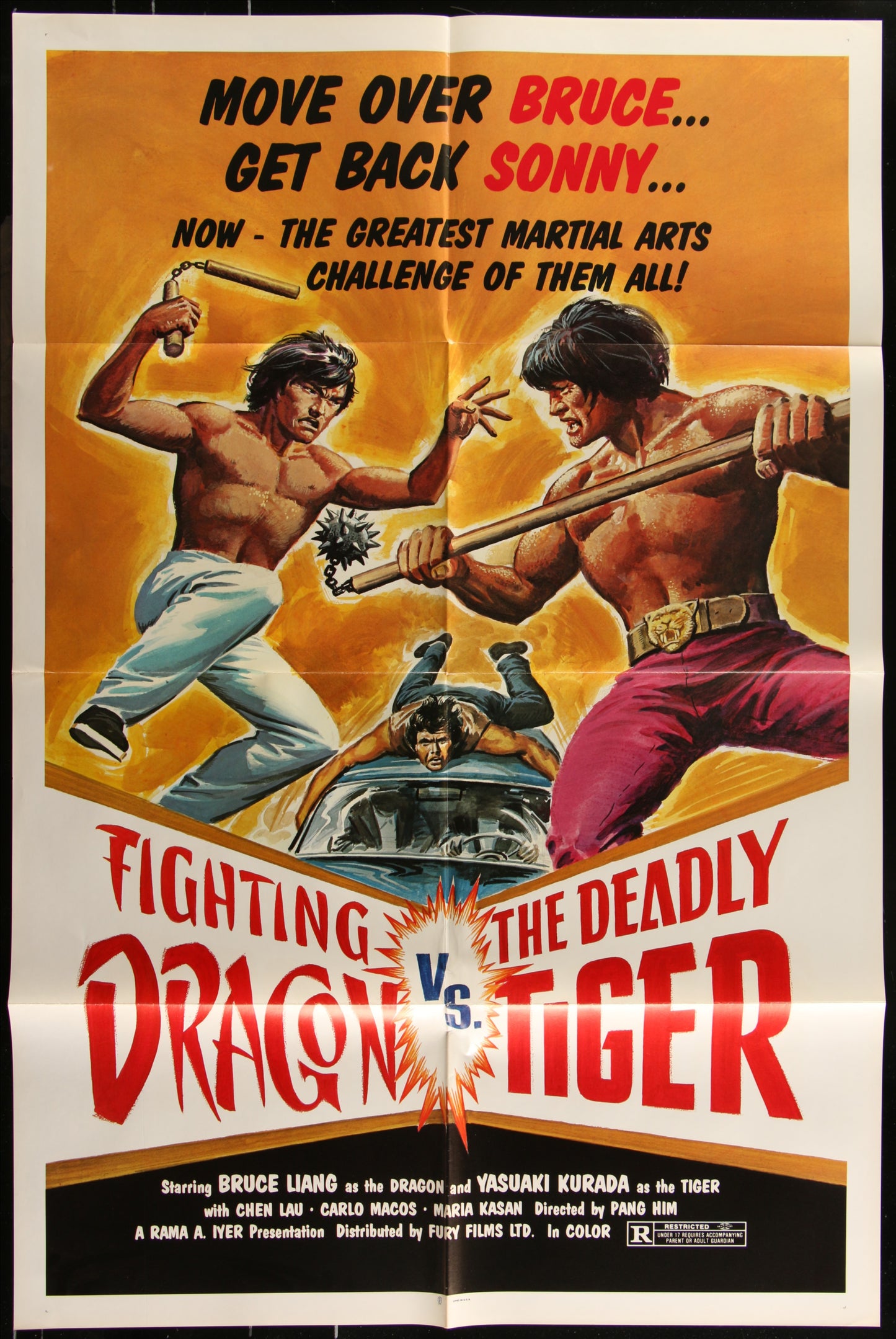 Fighting Dragon Vs. The Deadly Tiger (1982) Original US One Sheet Movie Poster