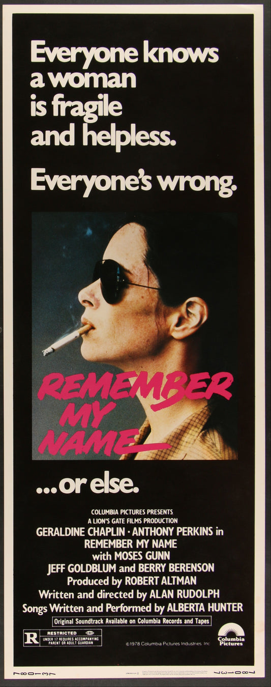 Remember My Name (1978) Original US Insert Movie Poster