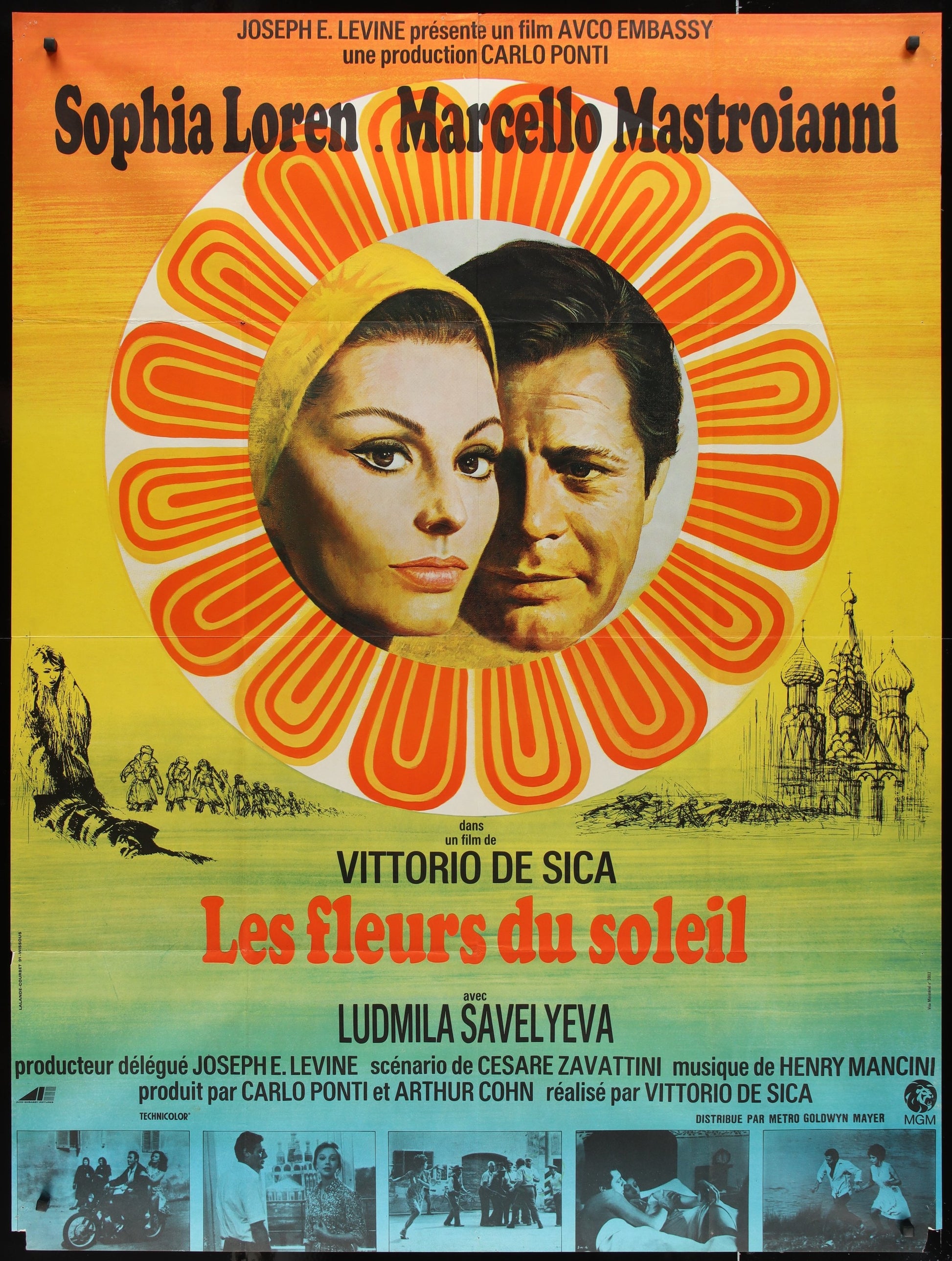 Sunflower (1970) Original French Grande Movie Poster