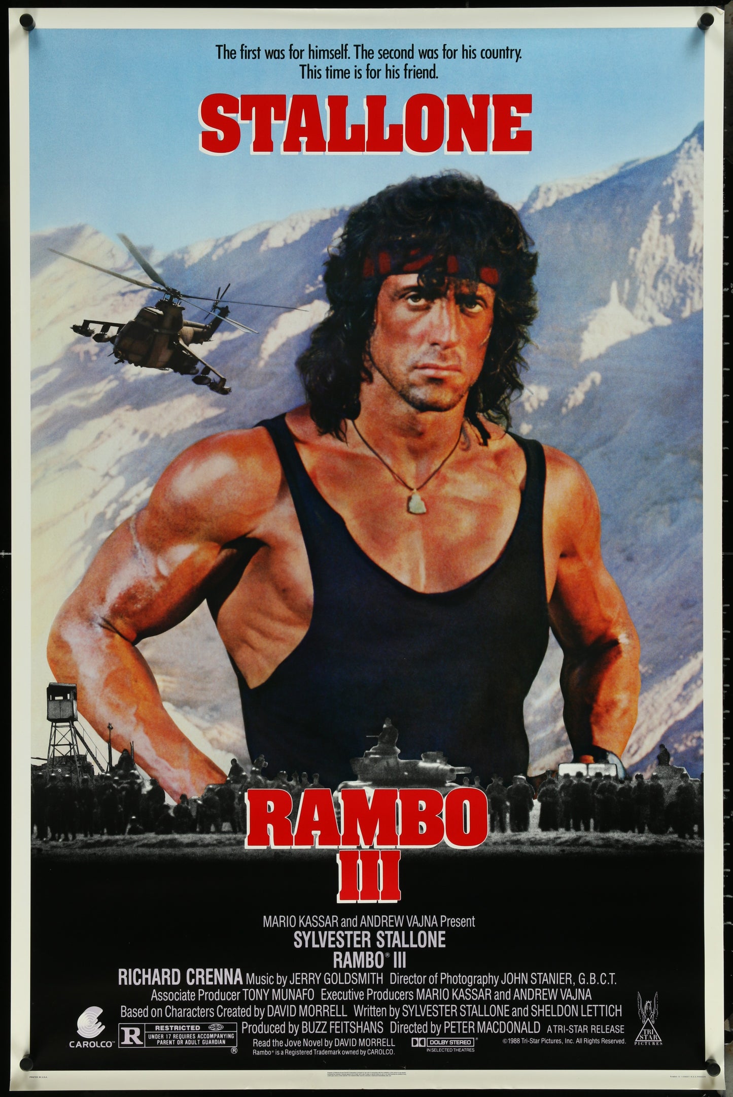 Rambo III (1988) Original US One Sheet Movie Poster