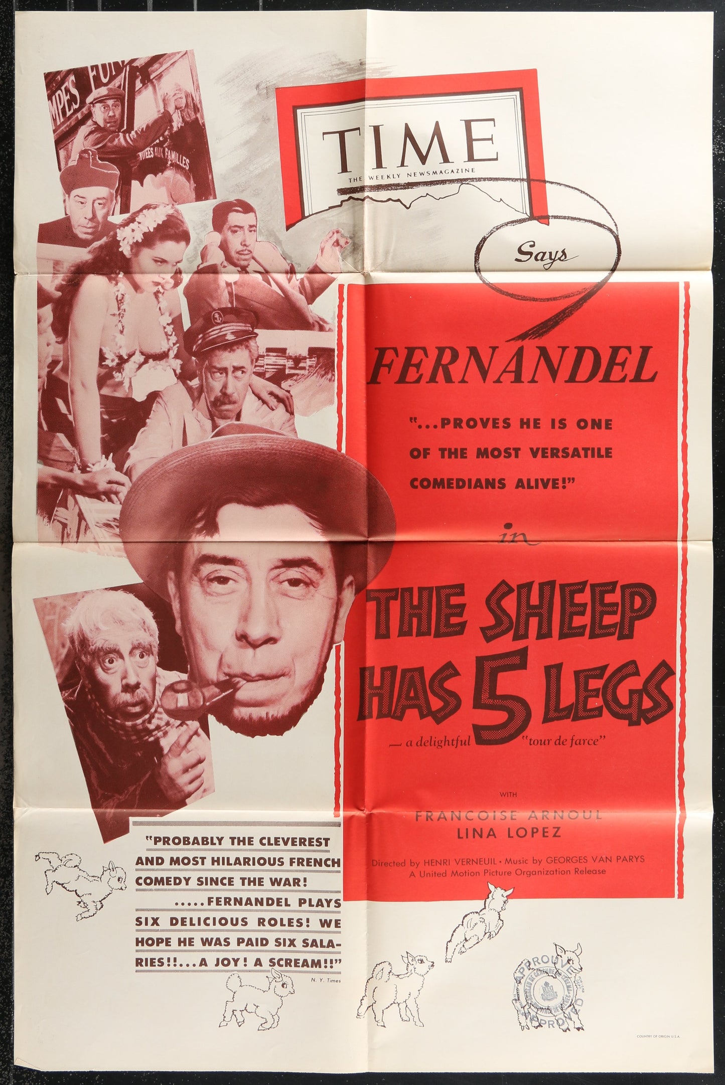 The Sheep Has 5 Legs (1955) Original US One Sheet Movie Poster