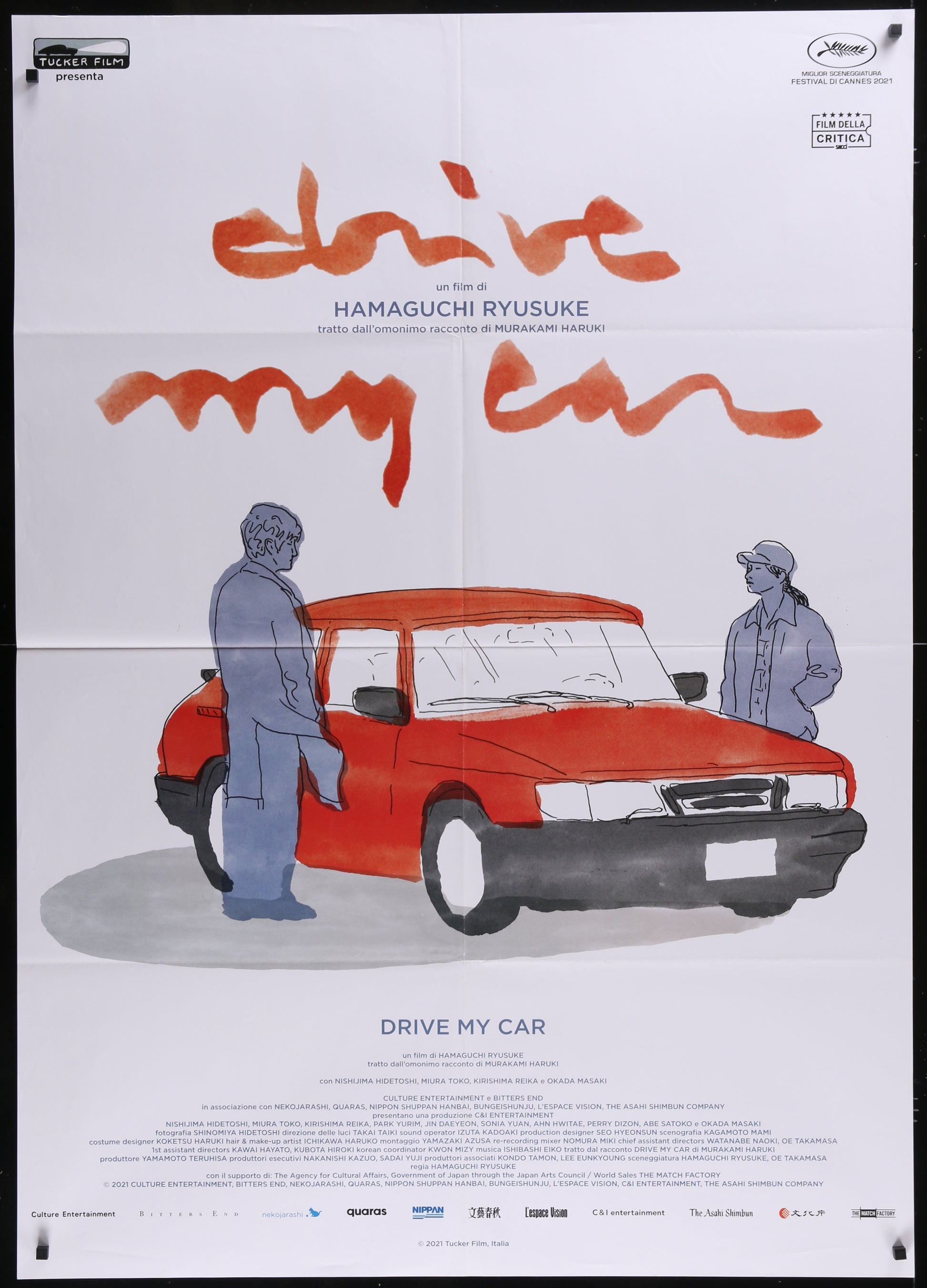 Drive My Car (2021) Original Italian One Panel Movie Poster