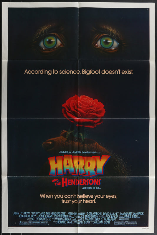 Harry And the Hendersons (1987) Original US One Sheet Movie Poster