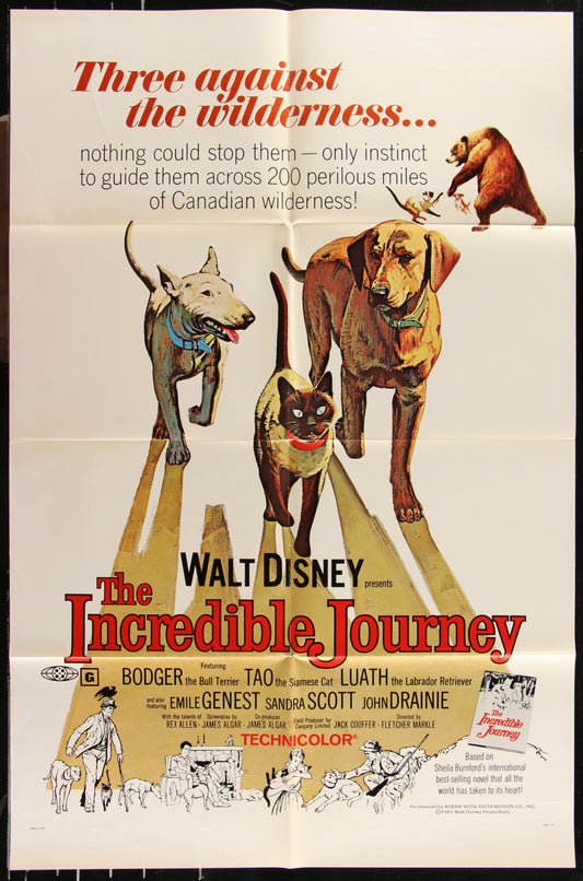 The incredible Journey (1969 RR) Original US One Sheet Movie Poster