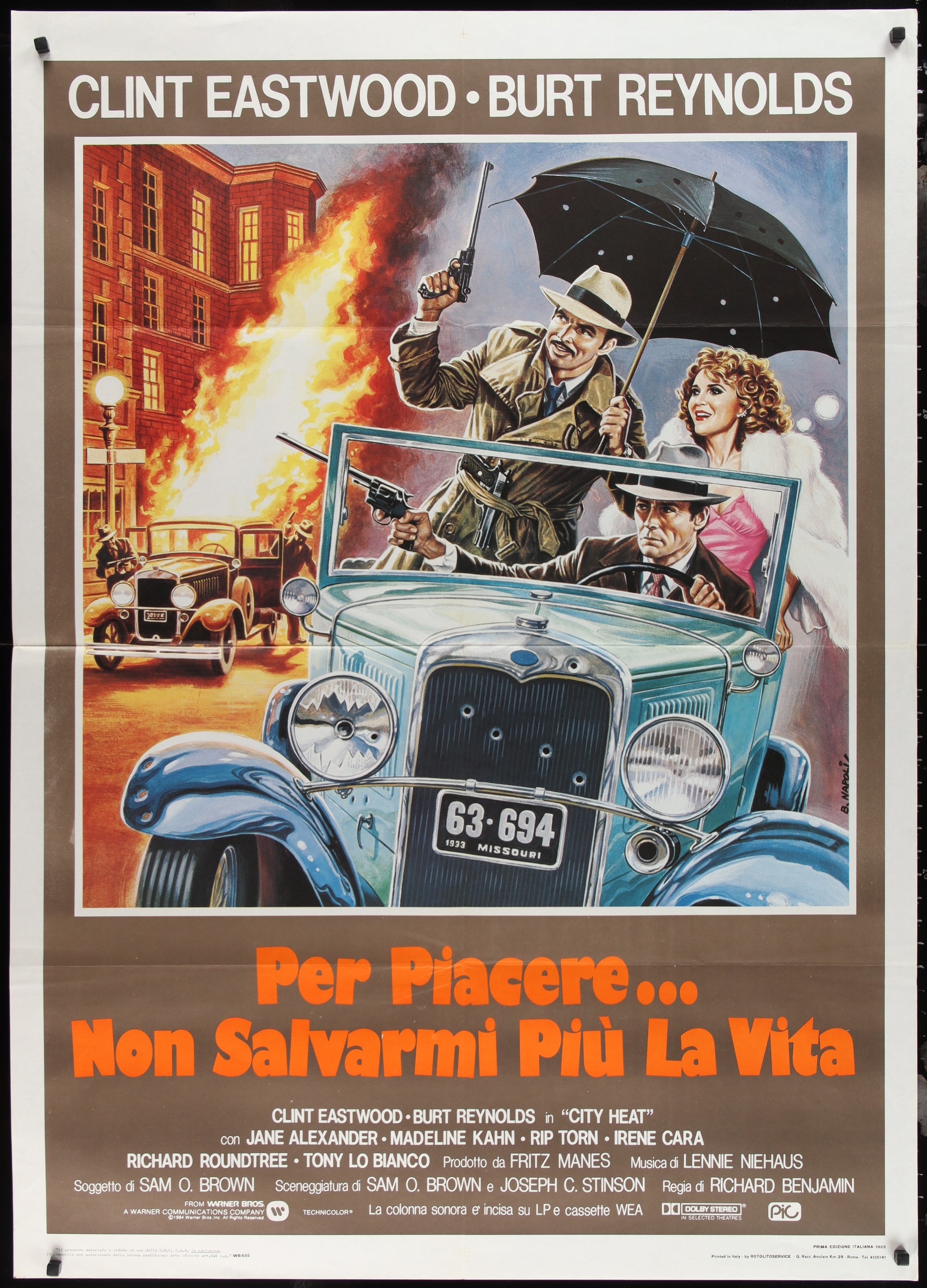 City Heat (1984) Original Italian One Panel Movie Poster