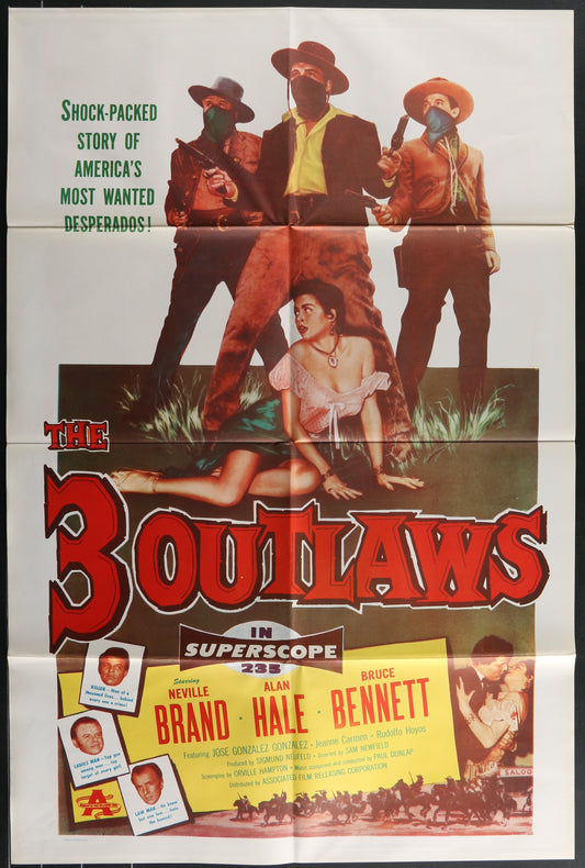 The 3 Outlaws (1956) Original US One Sheet Movie Poster
