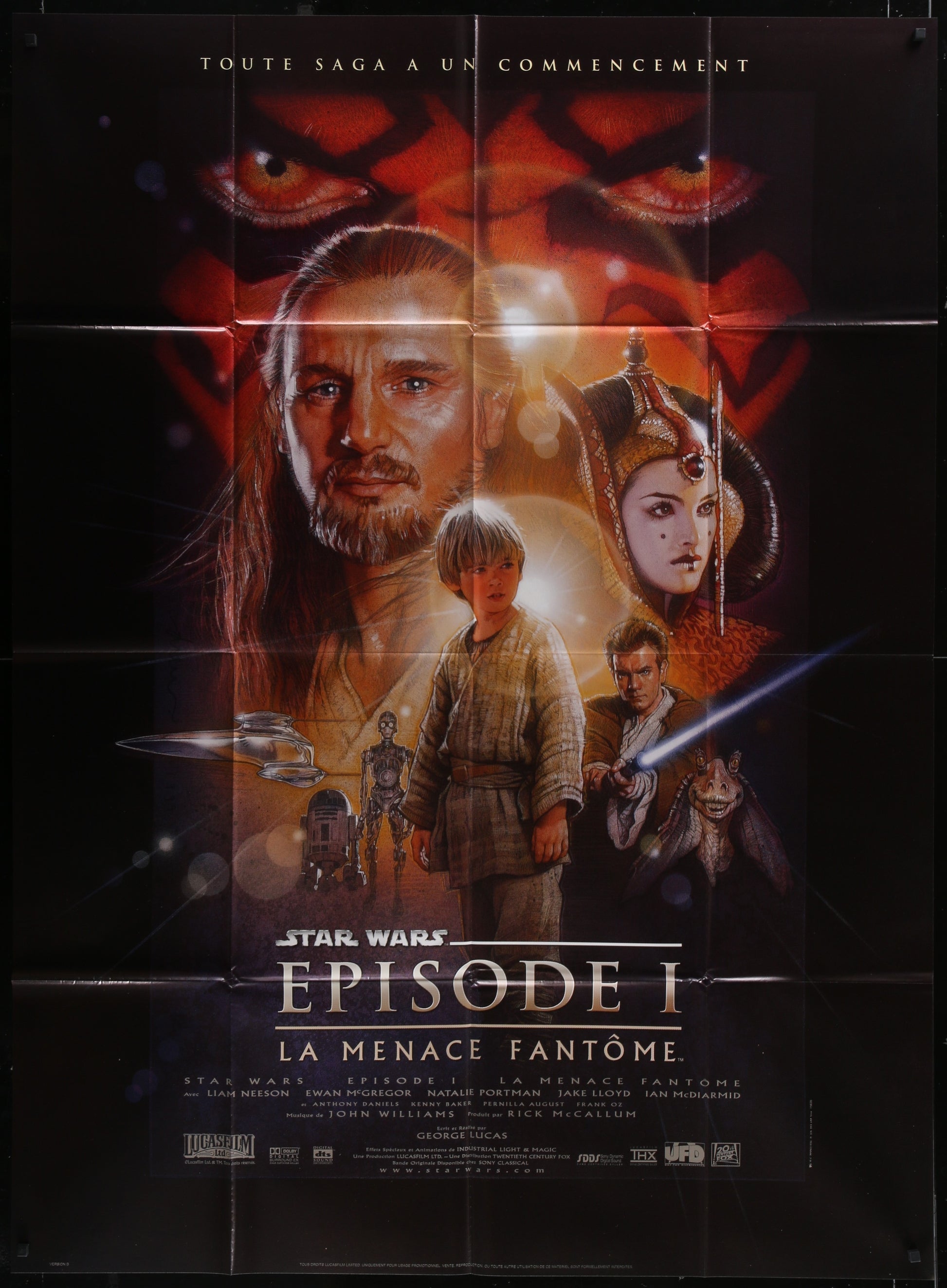 Star Wars Episode I: The Phantom Menace (1999) Original French One Panel Movie Poster