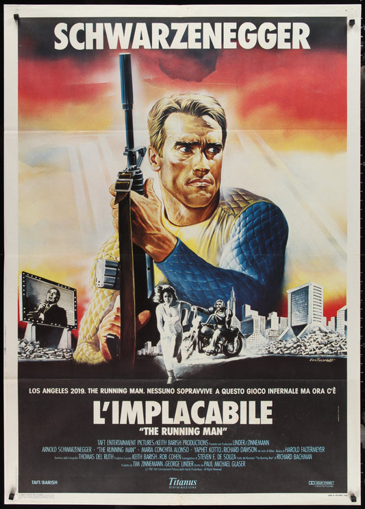 The Running Man (1988) Original Italian One Panel Movie Poster