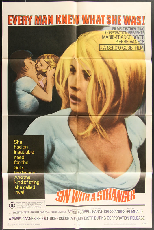 Sin With A Stranger (1969) Original US One Sheet Movie Poster